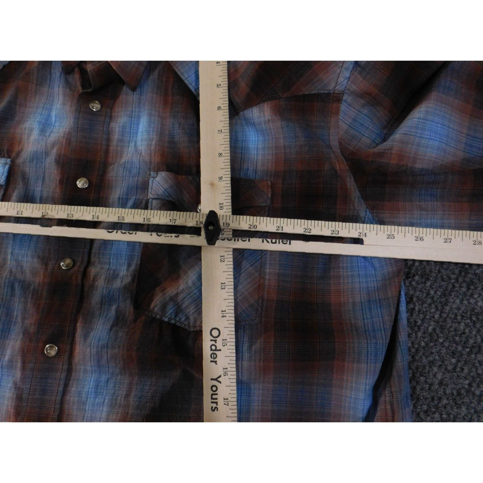 Vintage Panhandle Rough Stock Shirt Mens XL Brown Blue Plaid Pearl Snap Western Rodeo Shirt Size US XL / EU 56 / 4 - 6 Thumbnail