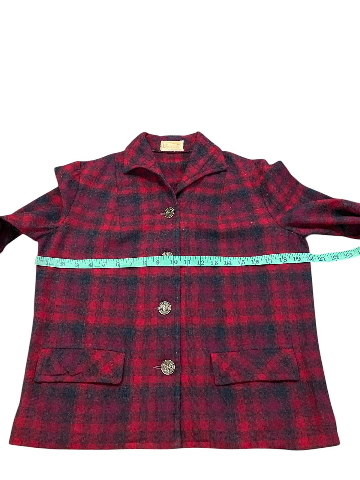 Pendleton Vintage 50s Pendleton Shirt Jacket Red Plaid Wool Shacket Size M / US 6-8 / IT 42-44 - 12 Thumbnail