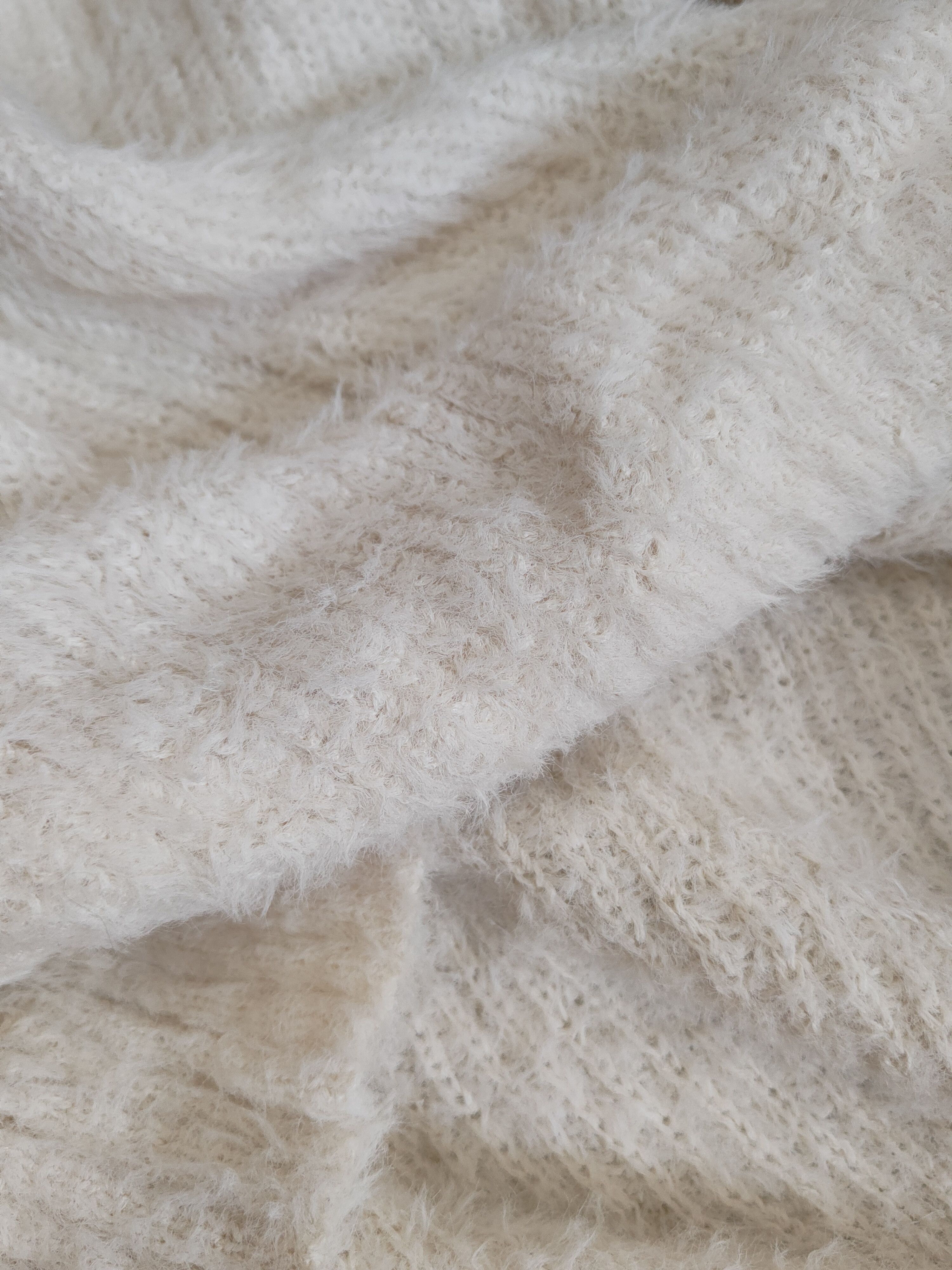 GU GU Ivory Shag Shaggy Fur Mohair Knitwear #S2003 Size L / US 10 / IT 46 - 10 Thumbnail