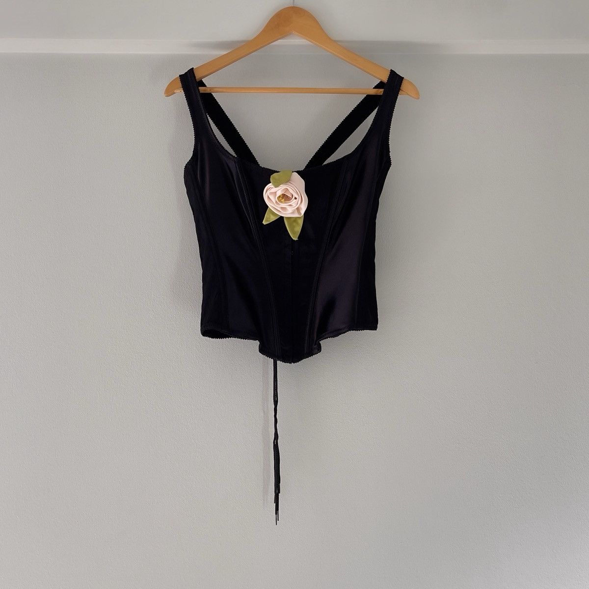 Victoria's Secret Victoria’s Secret Black Satin Lace-Up Corset Top (M) Size M / US 6-8 / IT 42-44 - 12 Thumbnail