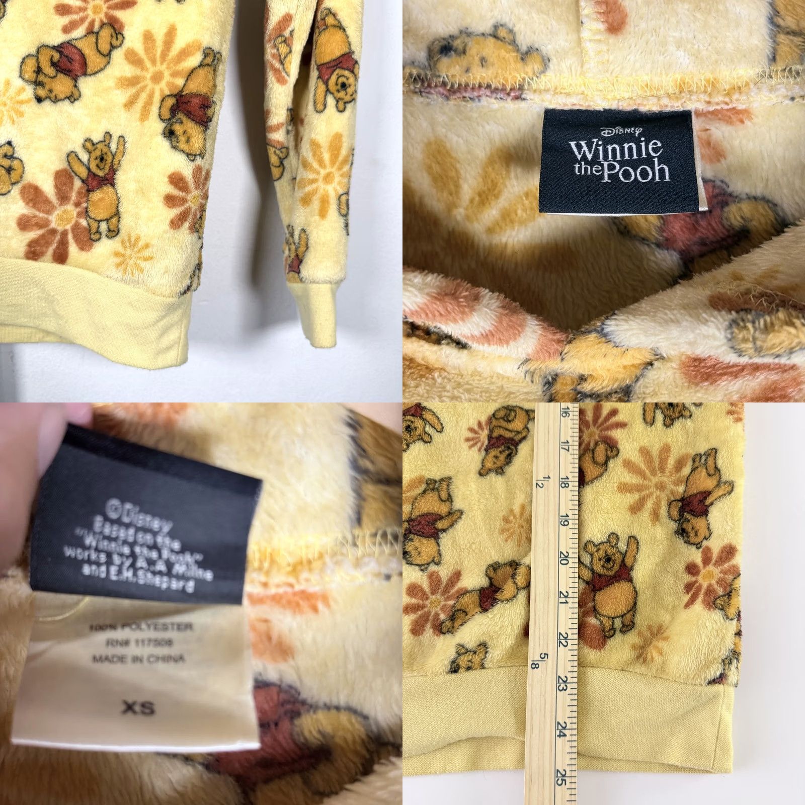 Disney Disney Winnie the Pooh Bear Hoodie Women XS Yellow Fuzzy Fleece Pullover Size XS / US 0-2 / IT 36-38 - 8 Thumbnail
