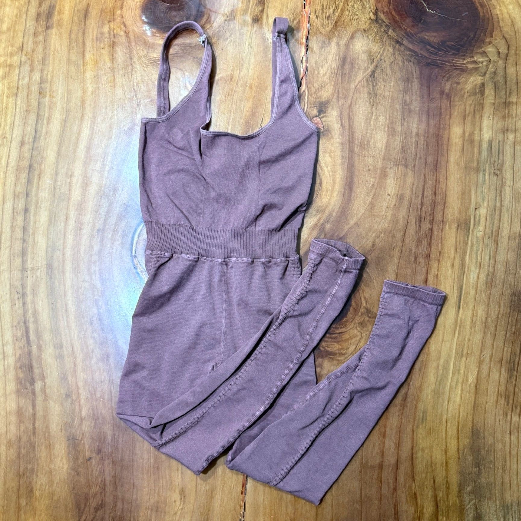 Free People Free People Movement Jumpsuit Sleeveless XS/S Nutmeg Pink Good Karma Bohemian Knit One-Piece Solid Womens Size 28" / US 6 / IT 42 - 2 Thumbnail