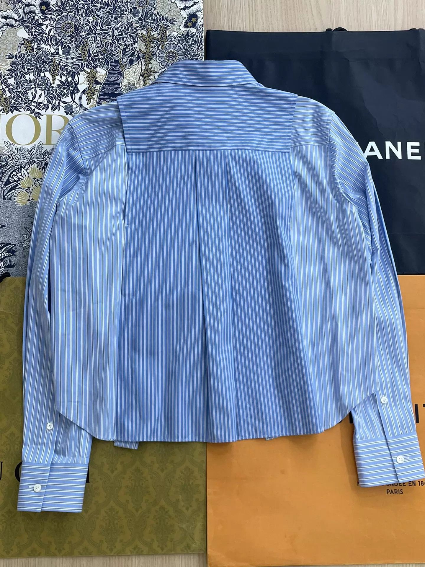 Sacai Sacai Blue Stripe Color-Blocked Shirt Size 2 Size M / US 6-8 / IT 42-44 - 2 Thumbnail