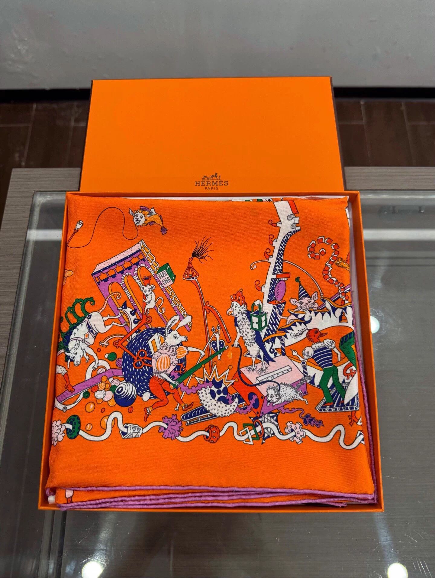 Hermes Hermes Carnaval Orange Cartoon Logo 90x90cm New Size ONE SIZE - 2 Thumbnail