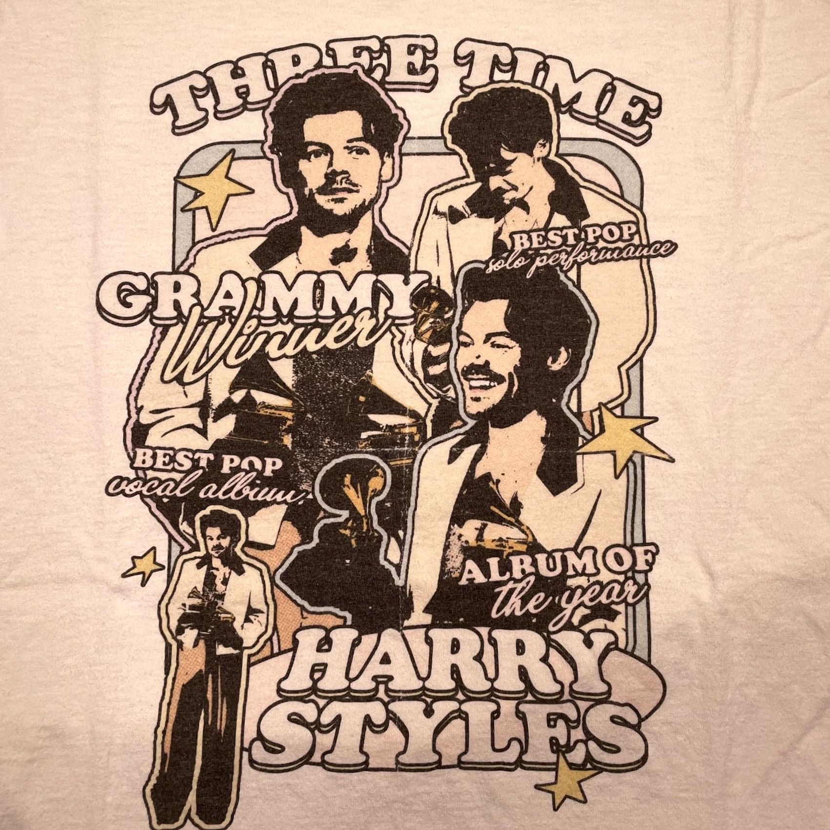 Vintage VINTAGE Harry Styles Three Time Grammy Winner Shirt Mens Large White Graphic Tee Size US L / EU 52-54 / 3 - 2 Thumbnail