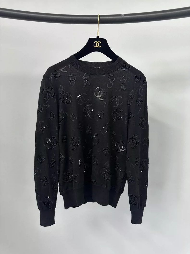 Chanel Chanel Black hollow letter knitwear sweater Size XS / US 0-2 / IT 36-38 - 1 Thumbnail