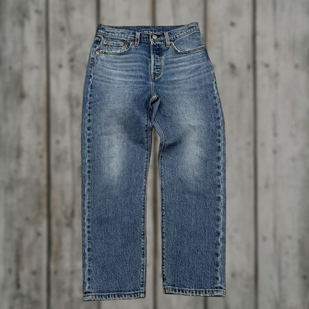 Levi's 501 Jeans Women Straight Denim Blue 27x26 Mid Rise Pockets Cotton Regular Vintage No