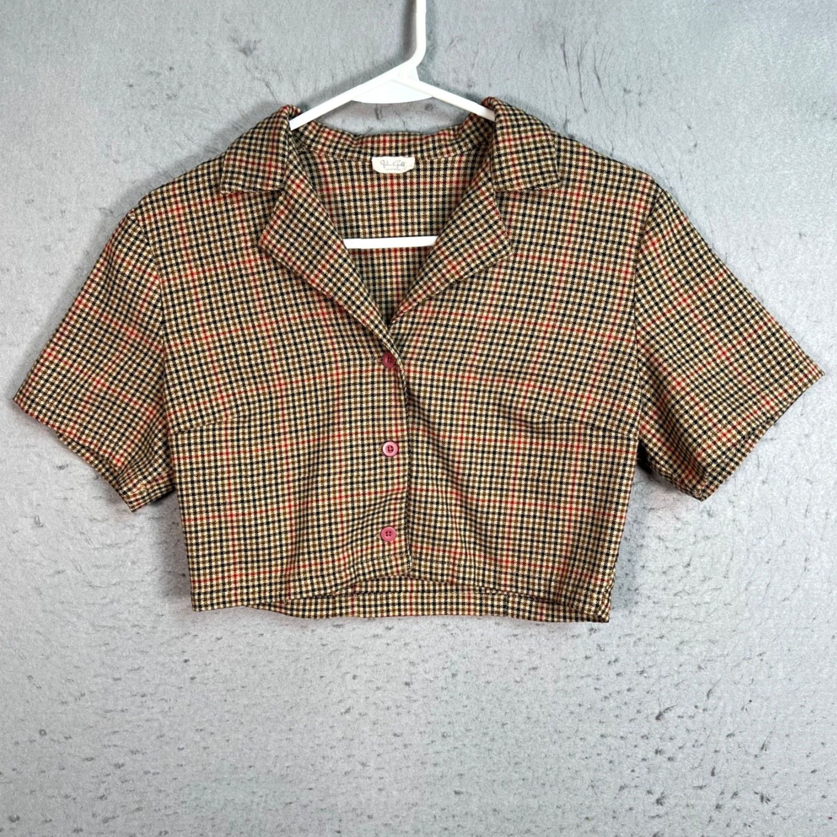 Vintage John Galt Shirt Womens XS Cropped Button-Up Plaid Short Sleeve Lightweight Size XS / US 0-2 / IT 36-38 - 2 Thumbnail