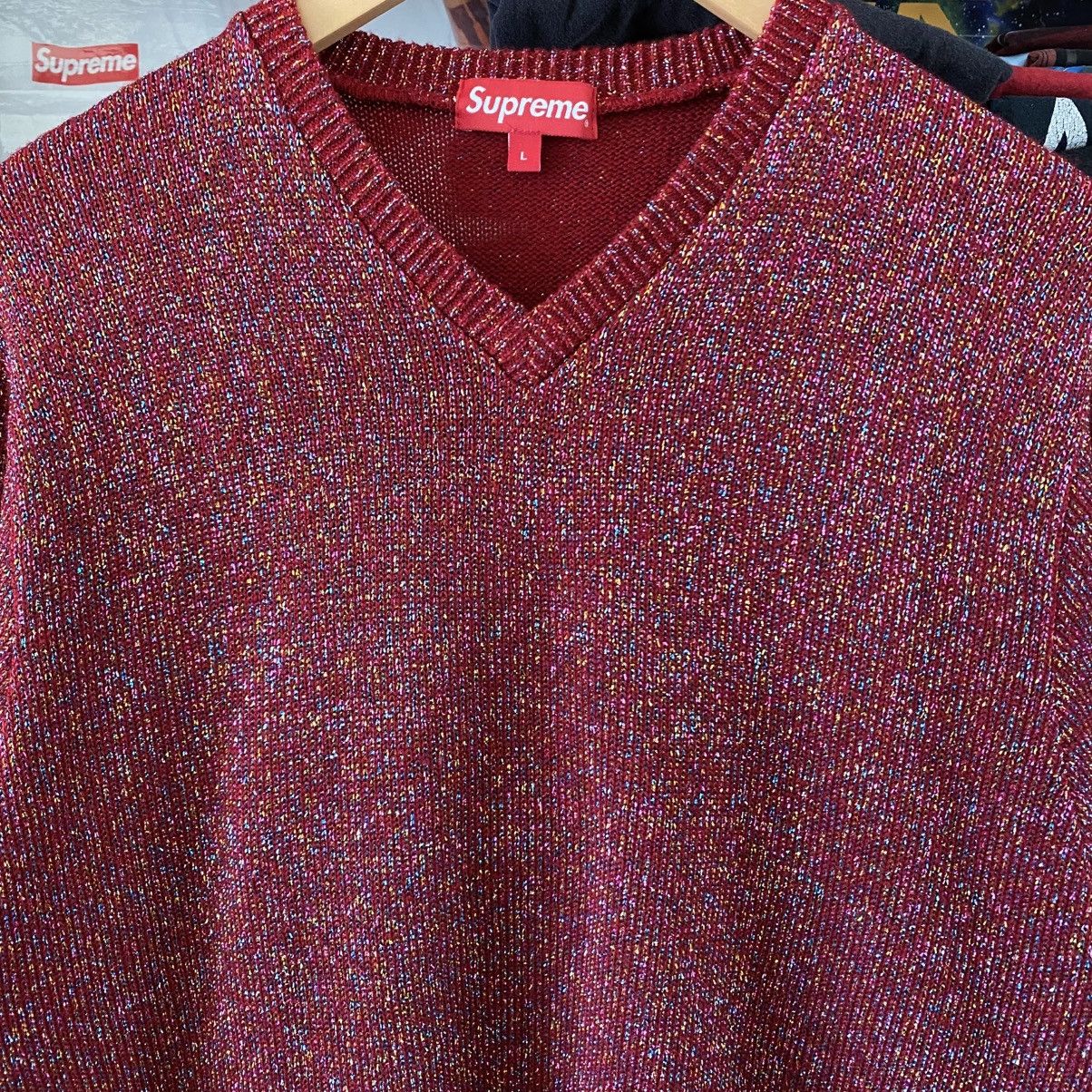 Supreme Supreme Tinsel Sweater Red 2016 Metallic Shiny Box Logo Size US L / EU 52-54 / 3 - 2 Thumbnail