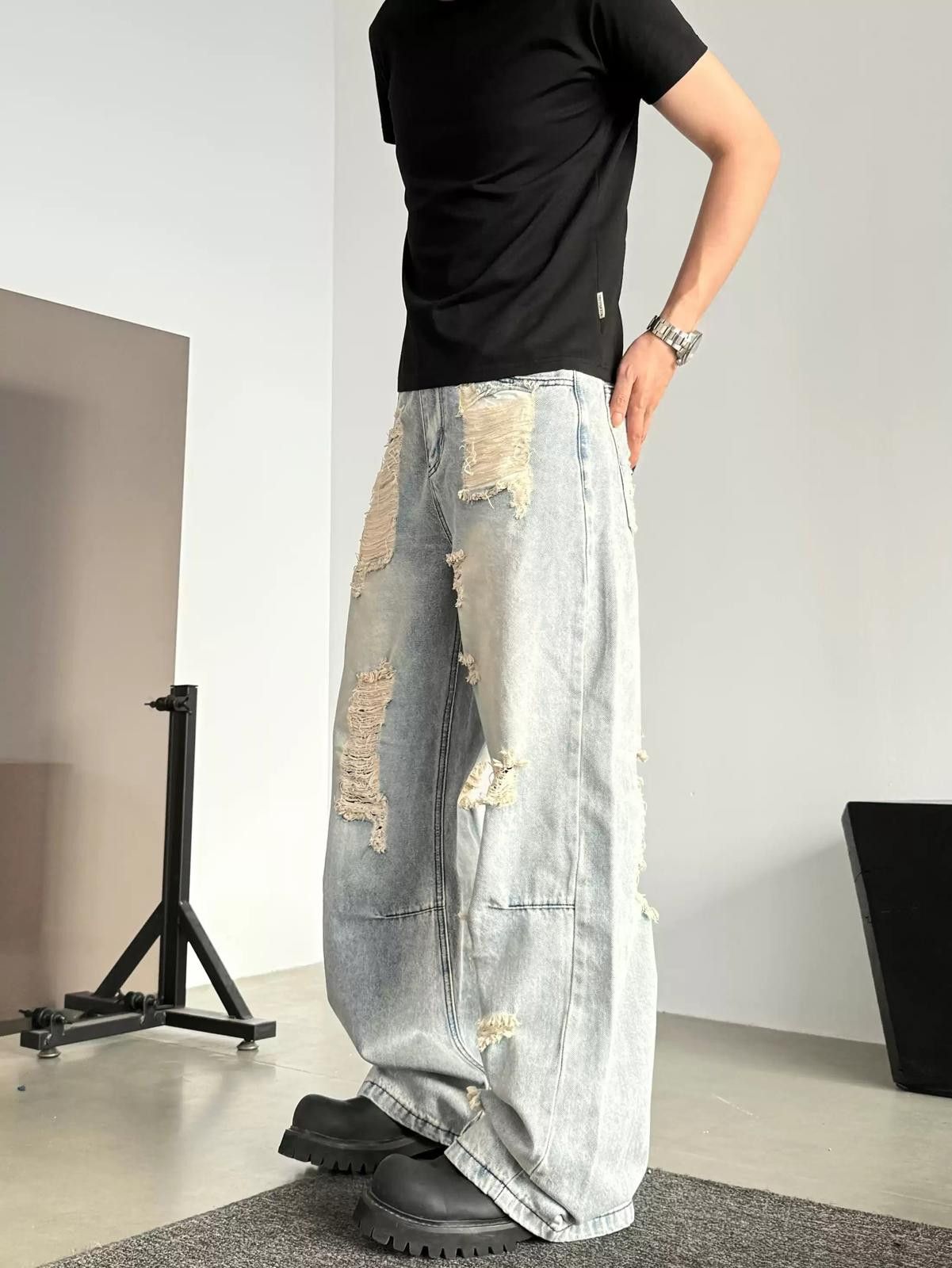 Other Distressed Wide Leg Jeans Size US 32 / EU 48 - 3 Thumbnail