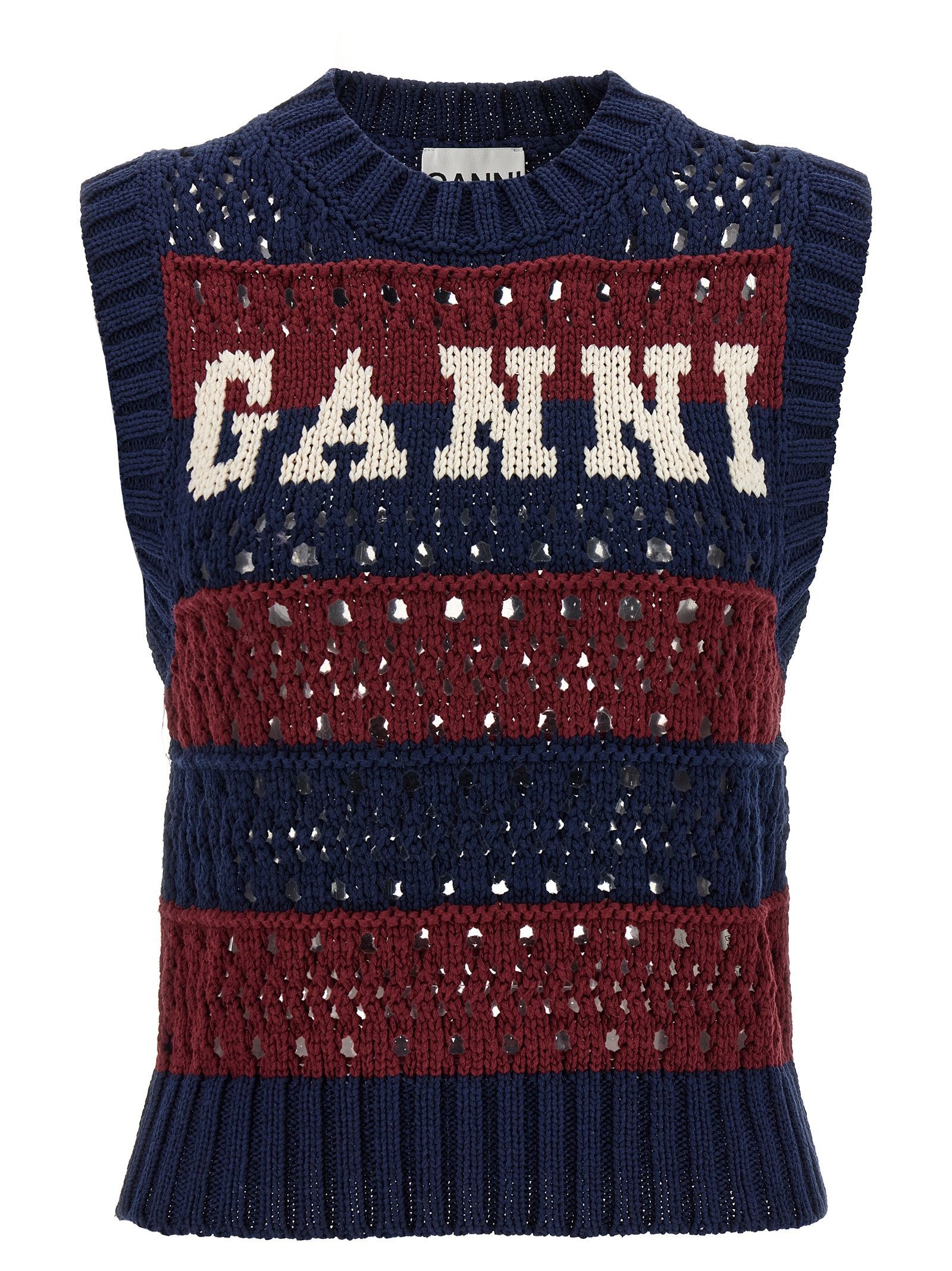 【関税＆送料込み】Ganni 'Blue Striped' Vest Ganni Striped Vest - Blue | Garmentory