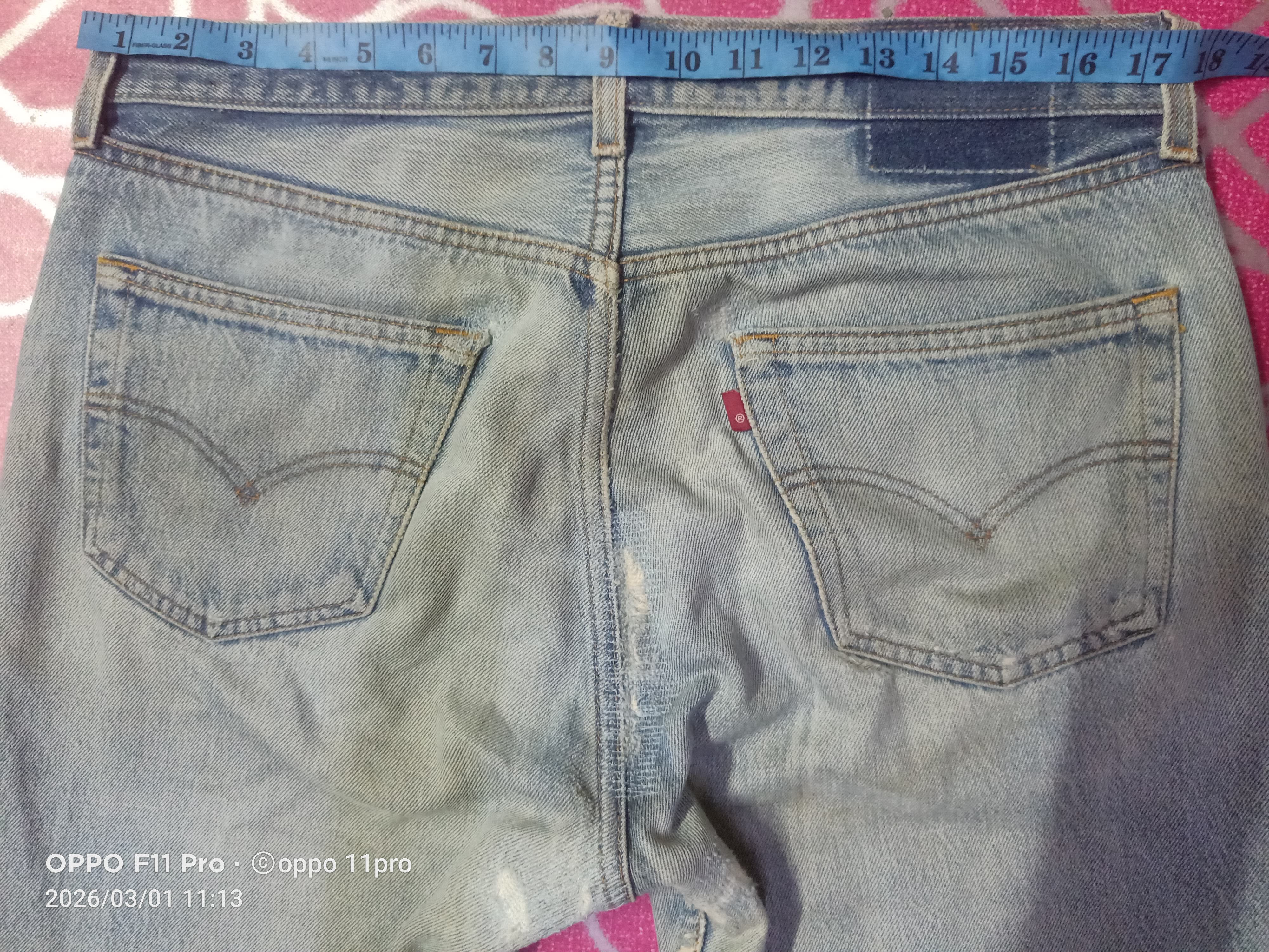 Levi's Vintage Clothing 💥 Vintage Levis 501( R ) Distressdenim PatchWork 💥 Size US 35 - 6 Thumbnail