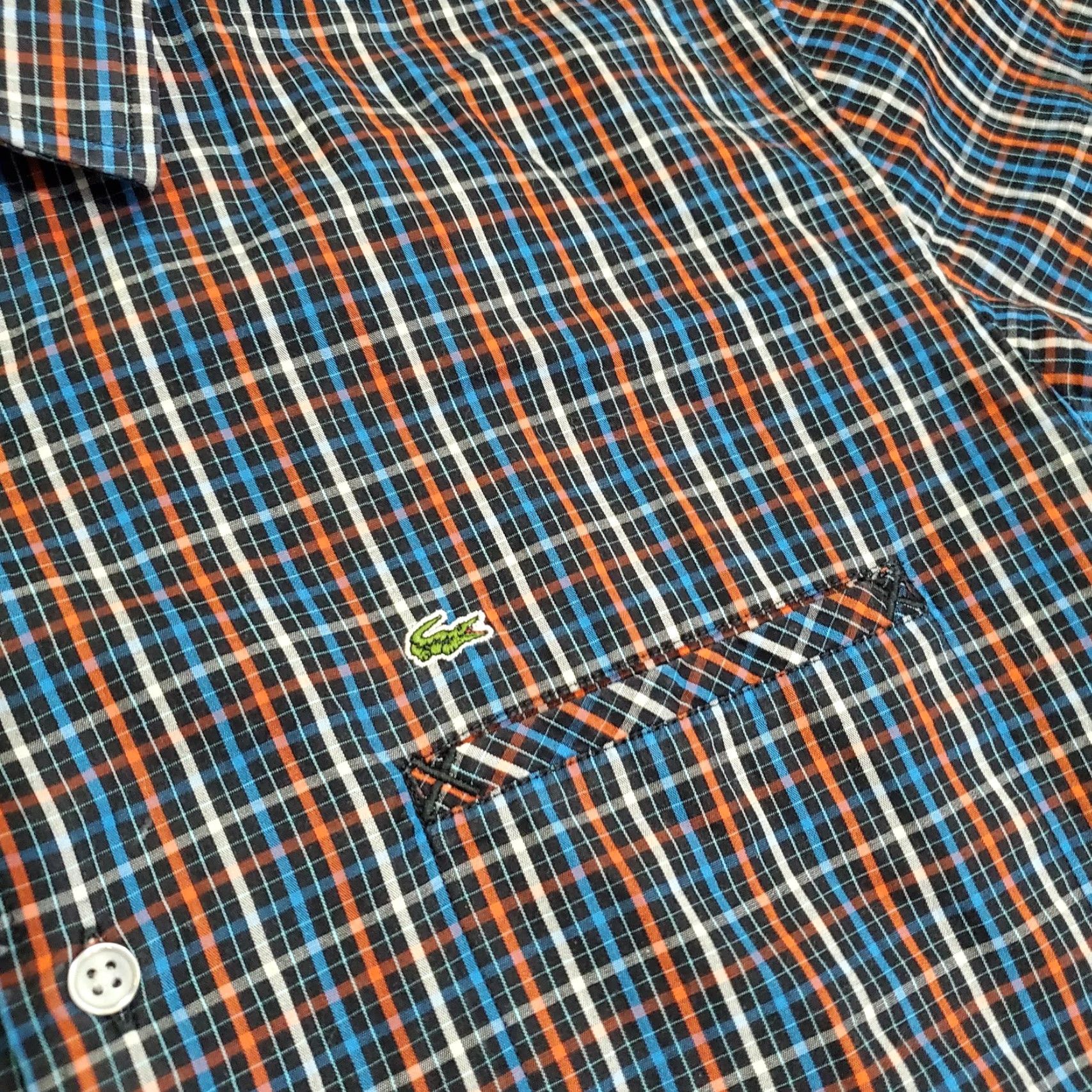 Lacoste Lacoste L!VE Shirt Mens 40 Blue Orange Plaid Short Sleeve Button Up Casual Size US L / EU 52-54 / 3 - 4 Thumbnail