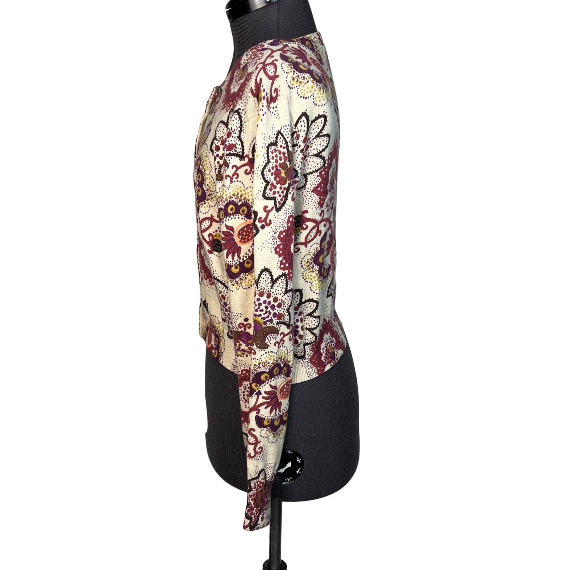 Fossil Fossil Women's Floral Cardigan Sweater Lightweight Crew-Neck Size L / US 10 / IT 46 - 3 Thumbnail
