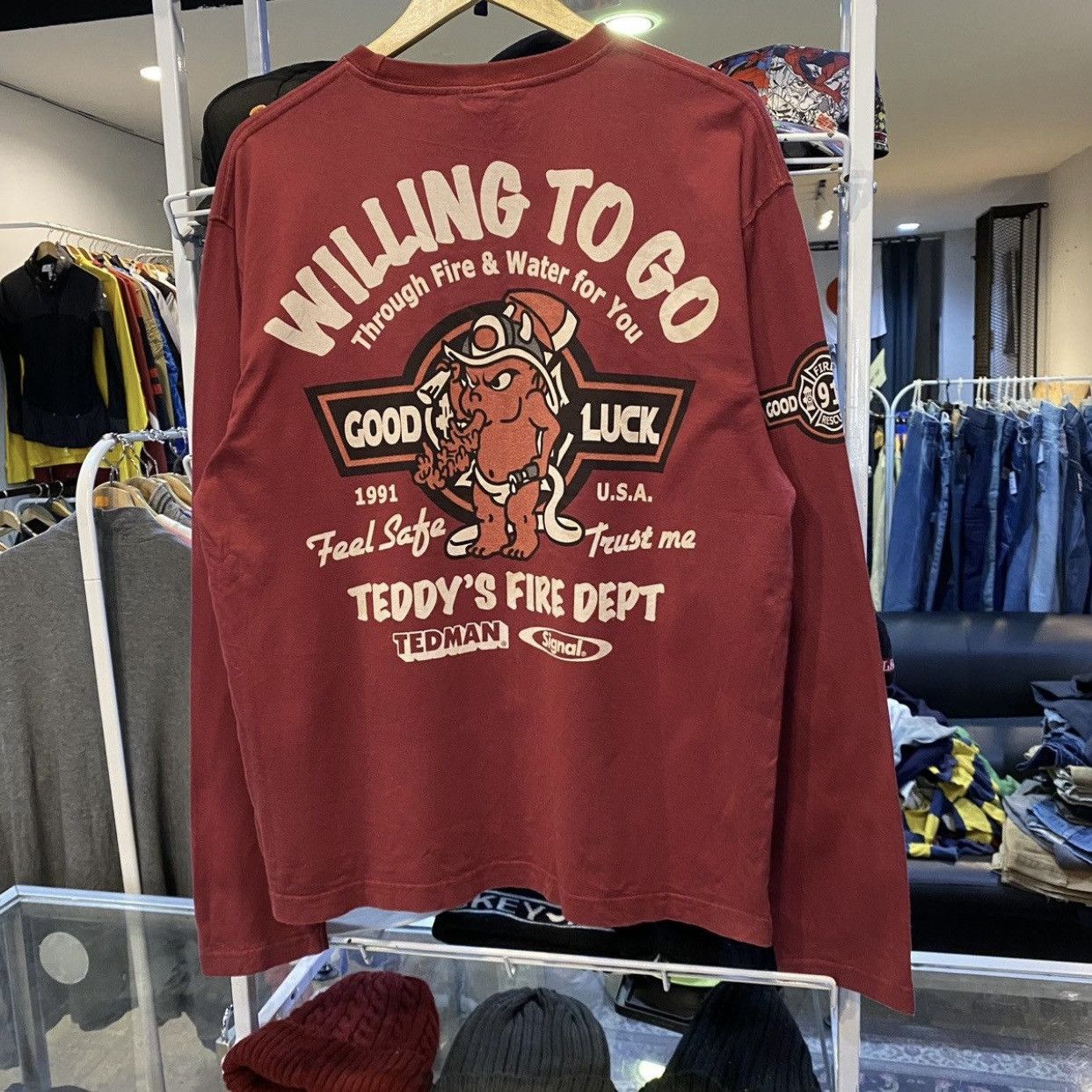 Tedman RARE🔥VINTAGE TEDMAN FIRE FIGHTER L/S SHIRT Size US L / EU 52-54 / 3 - 4 Thumbnail