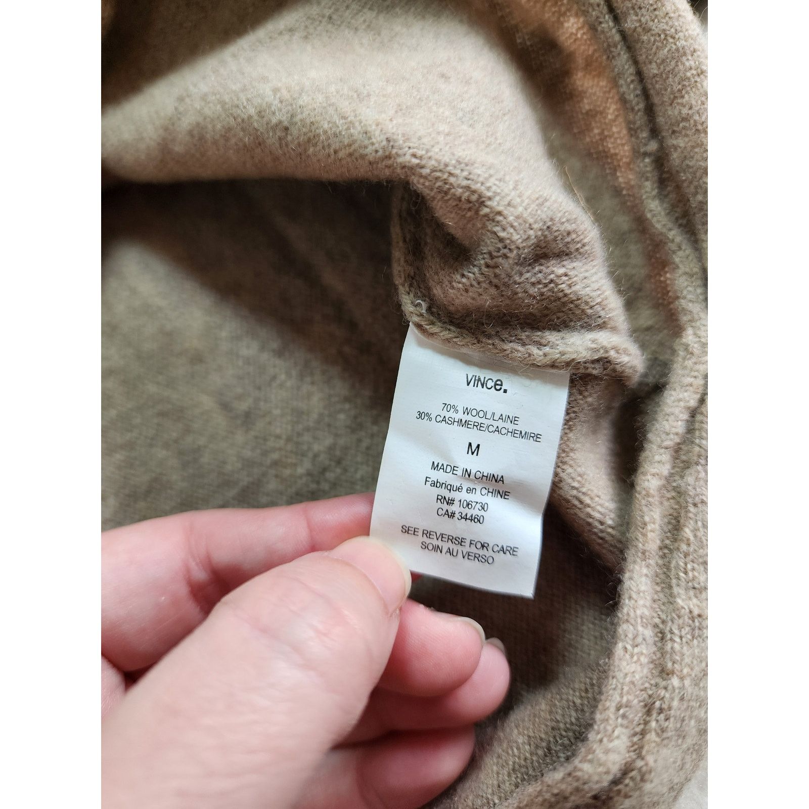 Vince Vince Wool Cashmere Oversized Pullover Sweater Medium Beige Size M / US 6-8 / IT 42-44 - 4 Thumbnail