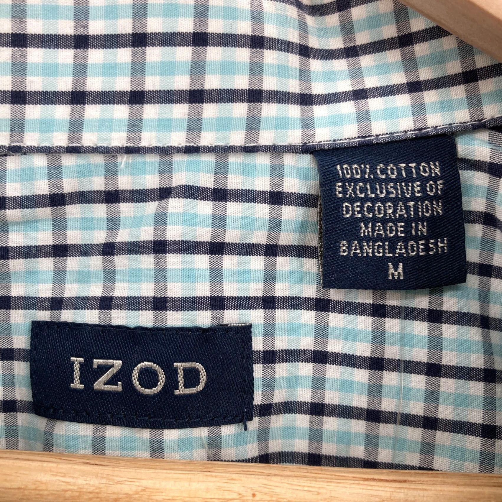 Izod Izod Shirt Mens Medium True Aqua Blue Plaid Button-Down Long Sleeve Casual NWT Size US M / EU 48-50 / 2 - 5 Thumbnail