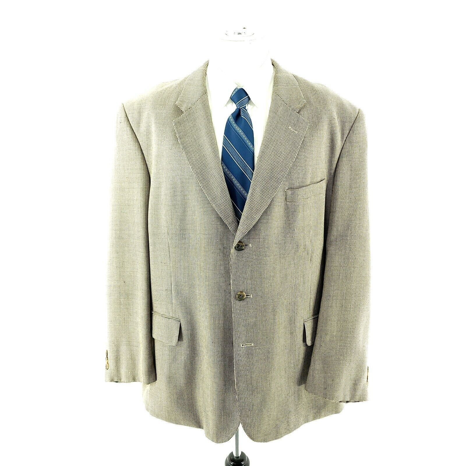 Adolfo Dominguez Adolfo Silk Wool 3 Button Sport Coat 44R Black Tan Nailshead Size 44R - 3 Thumbnail