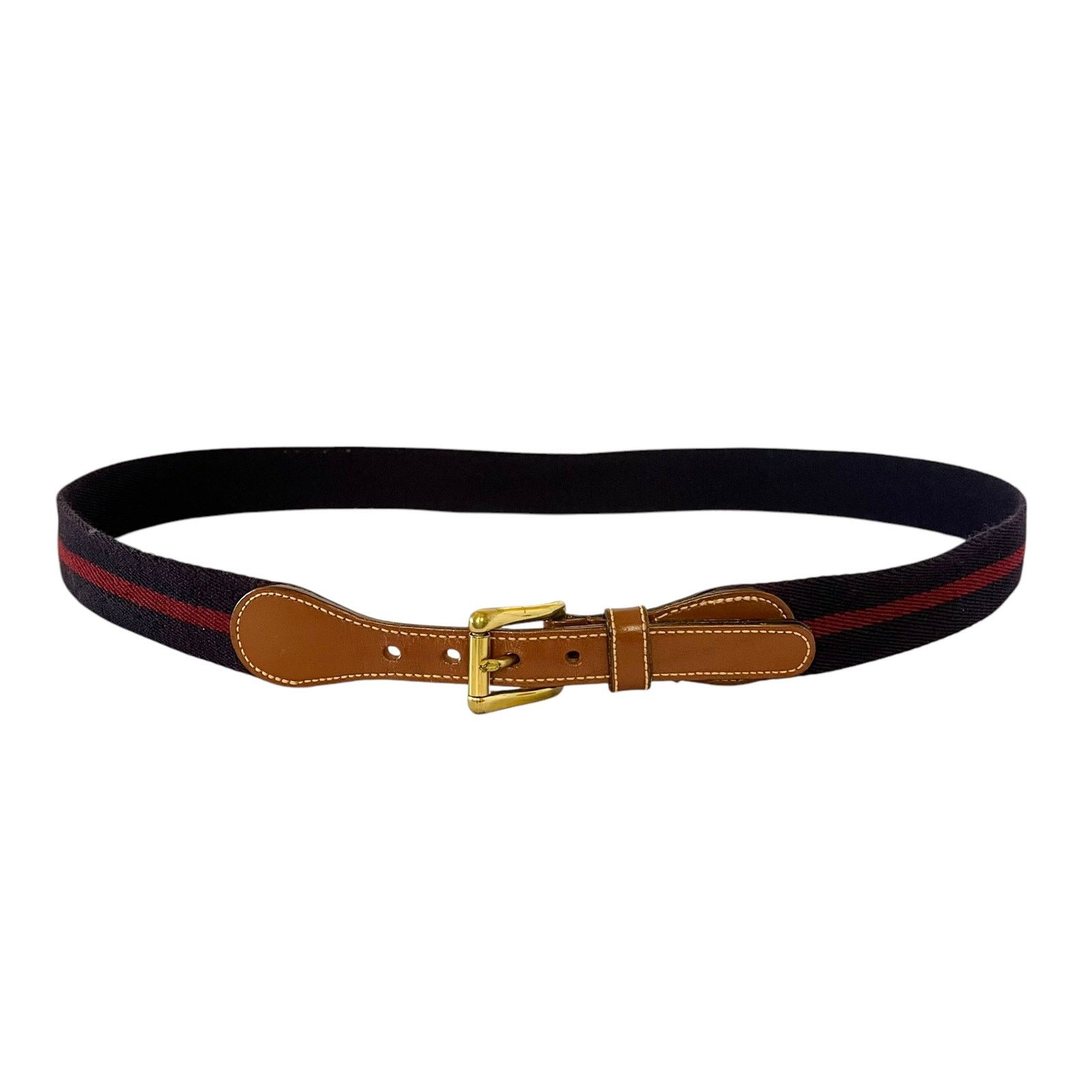 Dooney & Bourke × Vintage Dooney & Bourke Vintage Leather Stripe Wool Surcingle Belt Size 38 - 2 Thumbnail