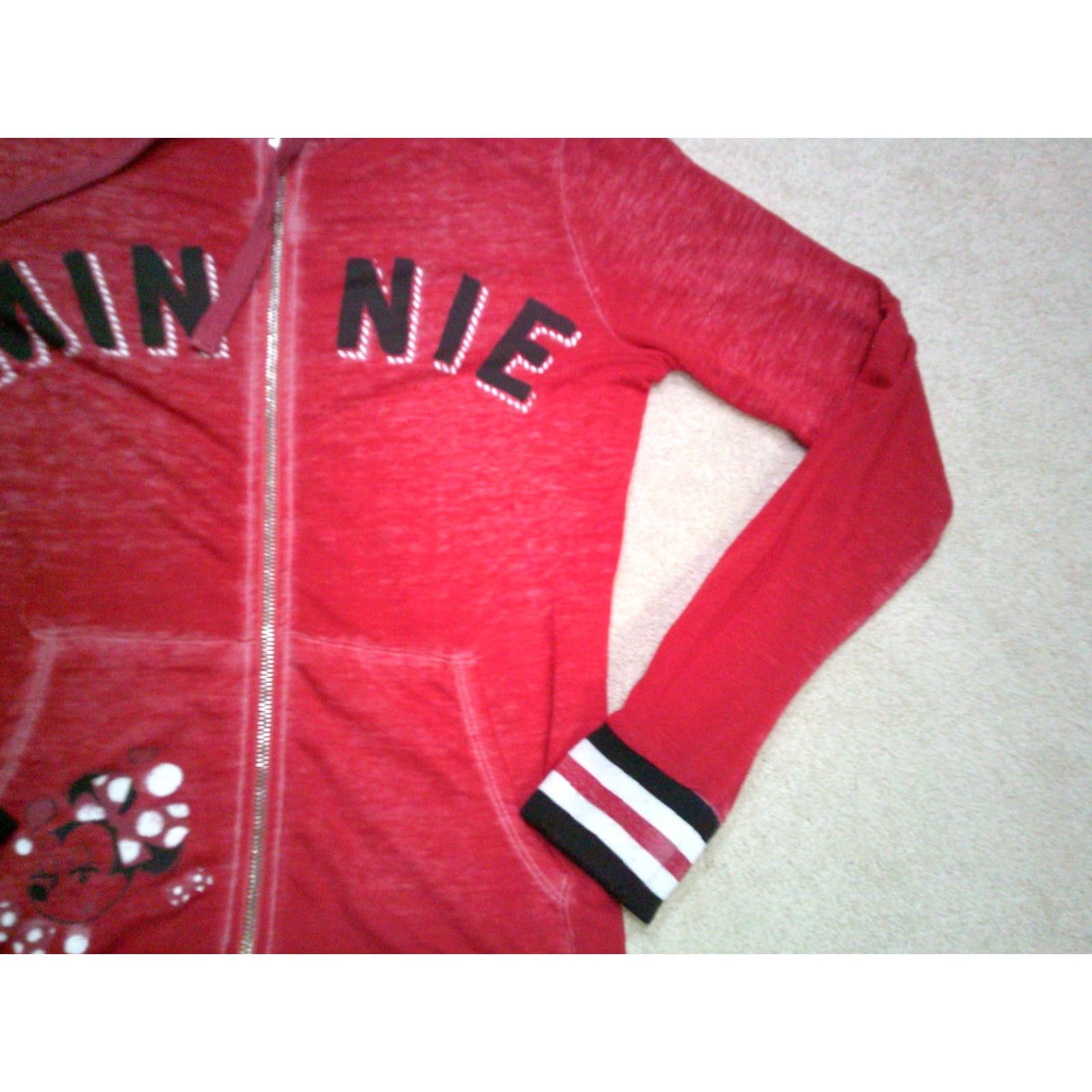 Disney VINTAGE Disney Minnie Mouse Jacket Womens Small Red Full Zip Hooded Sheer Size S / US 4 / IT 40 - 3 Thumbnail
