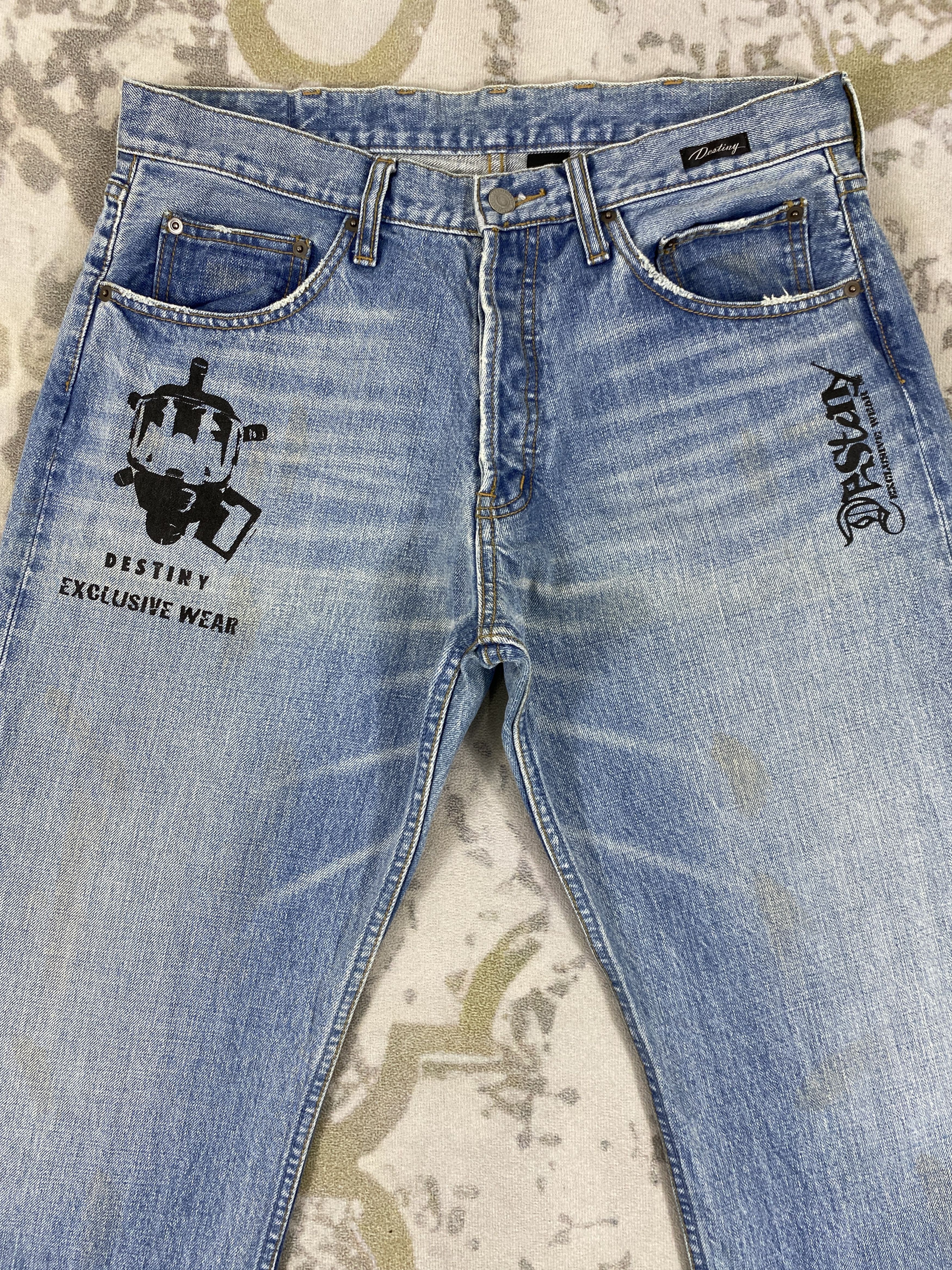 Japanese Brand Distressed Blue Vintage Desteny Jeans 34x32 Denim- JN3566 Size US 34 / EU 50 - 3 Thumbnail