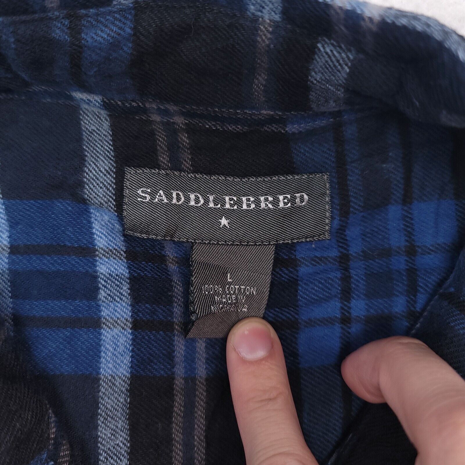 Saddlebred Saddlebred Tartan Flannel Shirt Mens Size Large L Blue Black Size US L / EU 52-54 / 3 - 3 Thumbnail