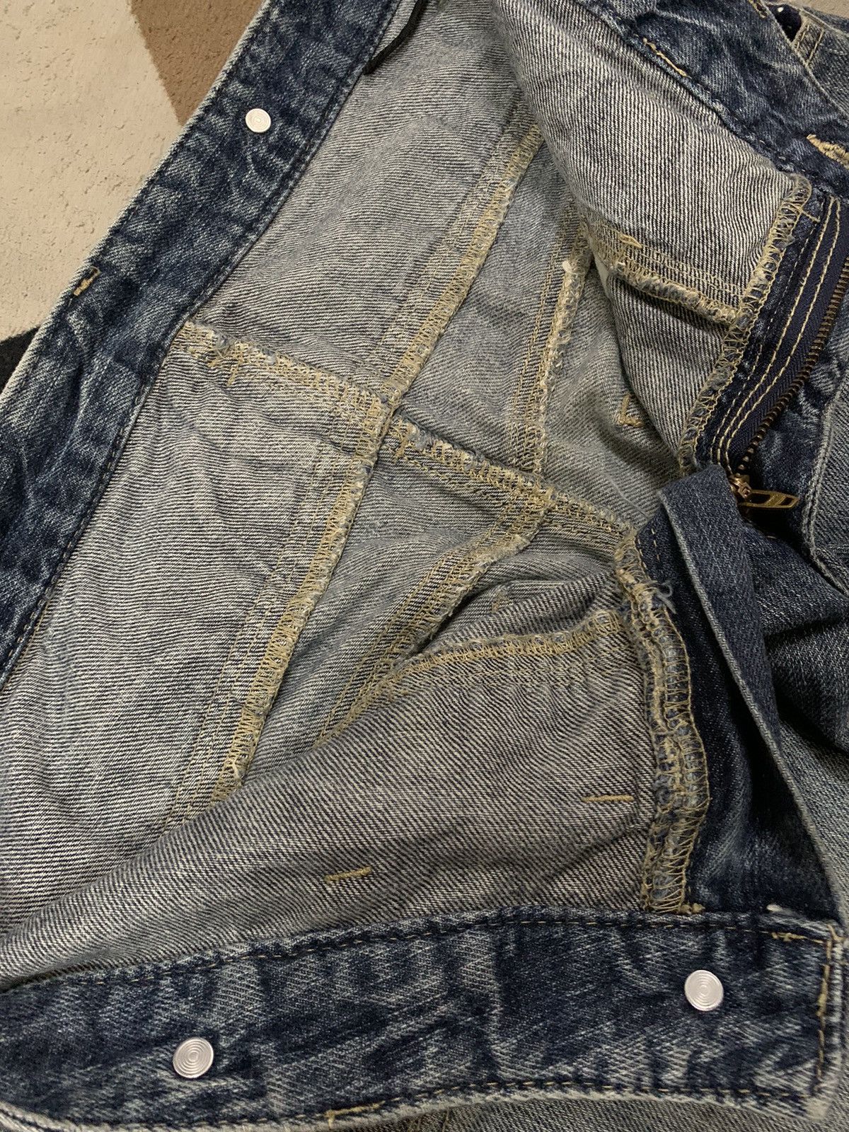 14th Addiction Vintage Japanese Brand Double Waist Mud Wash Distress Jeans Size US 32 / EU 48 - 18 Thumbnail