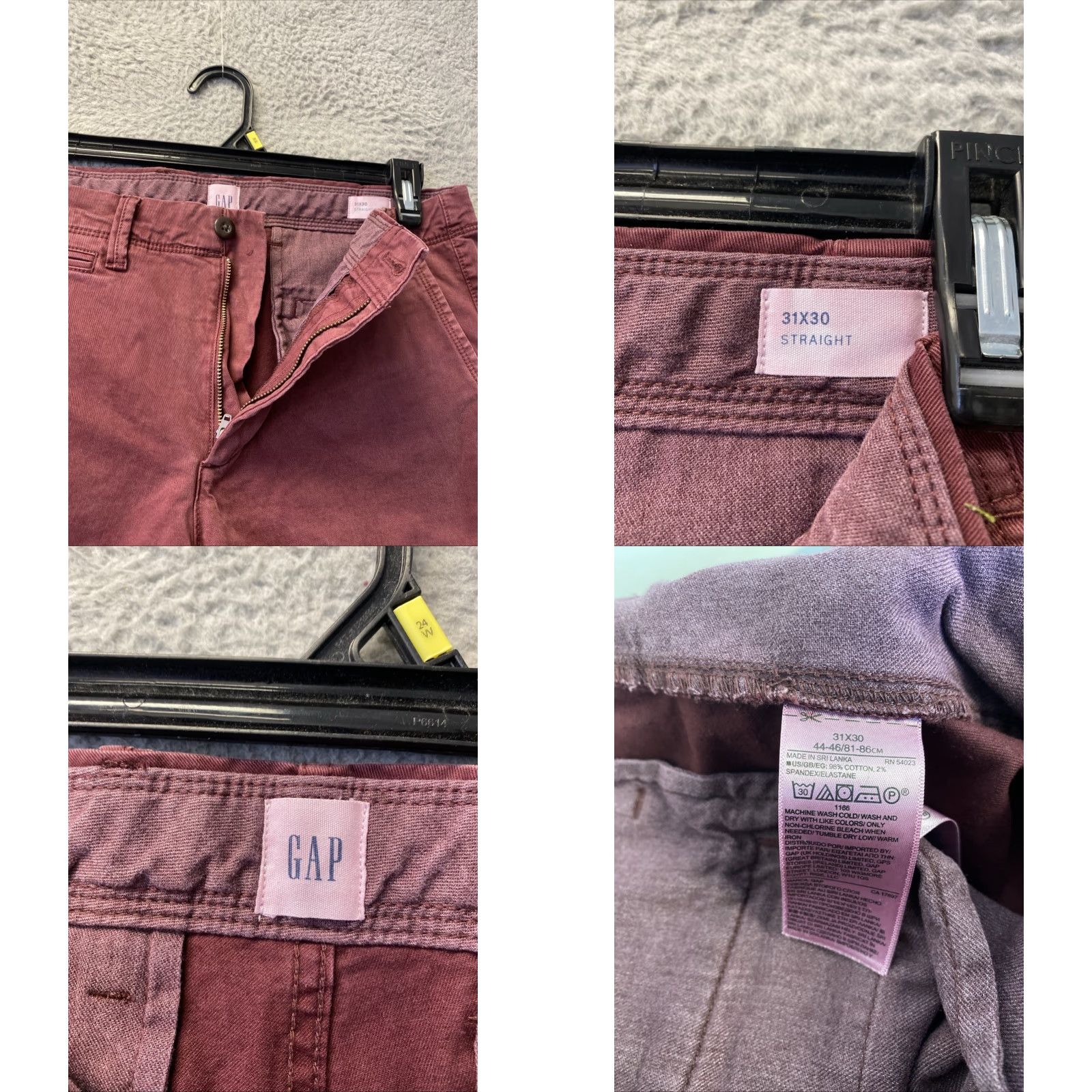 Gap Gap Mens Chino Pants Slim Fit 31X30 Red Twill Stretch /0246 Size US 31 - 8 Thumbnail