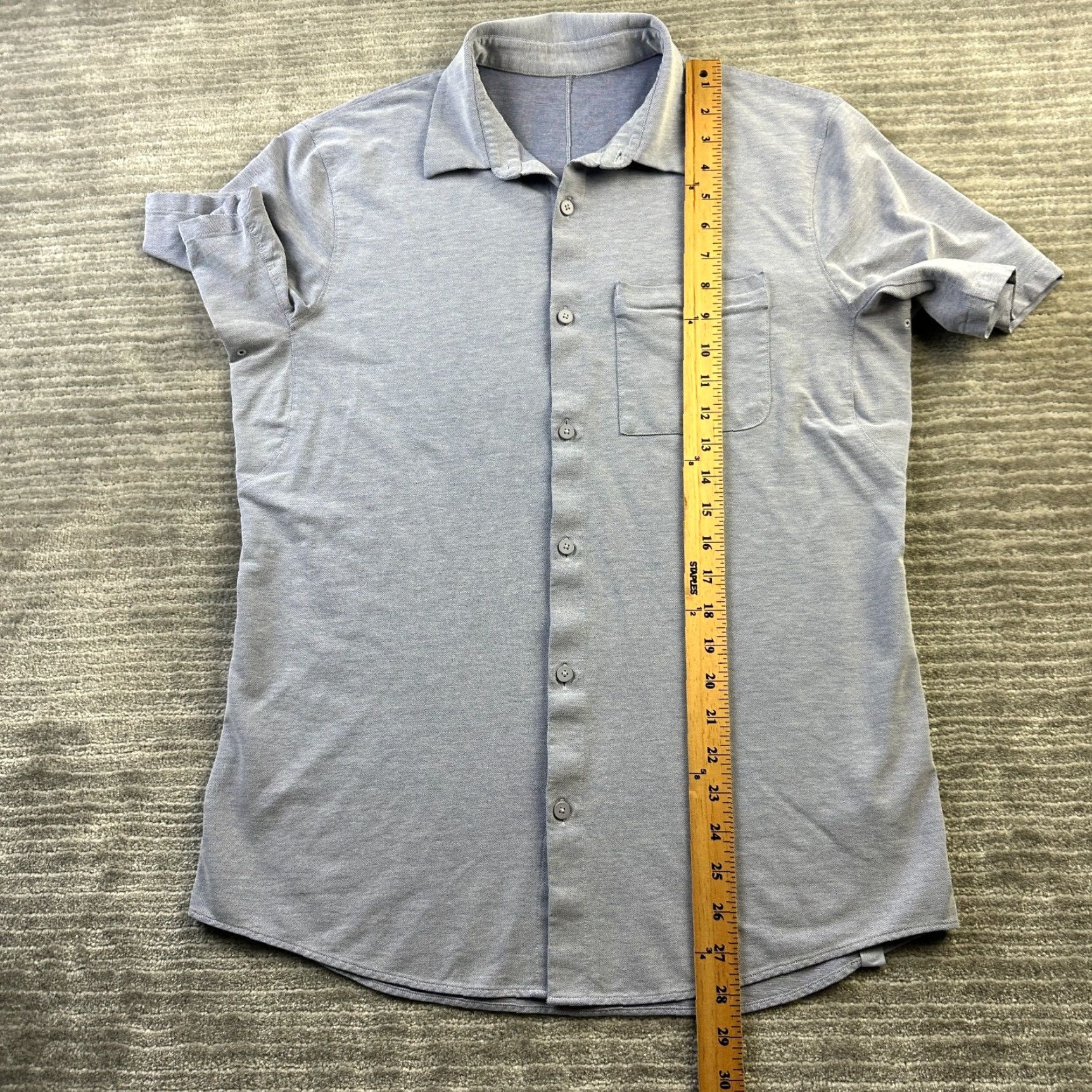 Lululemon Lululemon Shirt Mens Medium Blue Button Up Short Sleeve Career Top Size US M / EU 48-50 / 2 - 7 Thumbnail