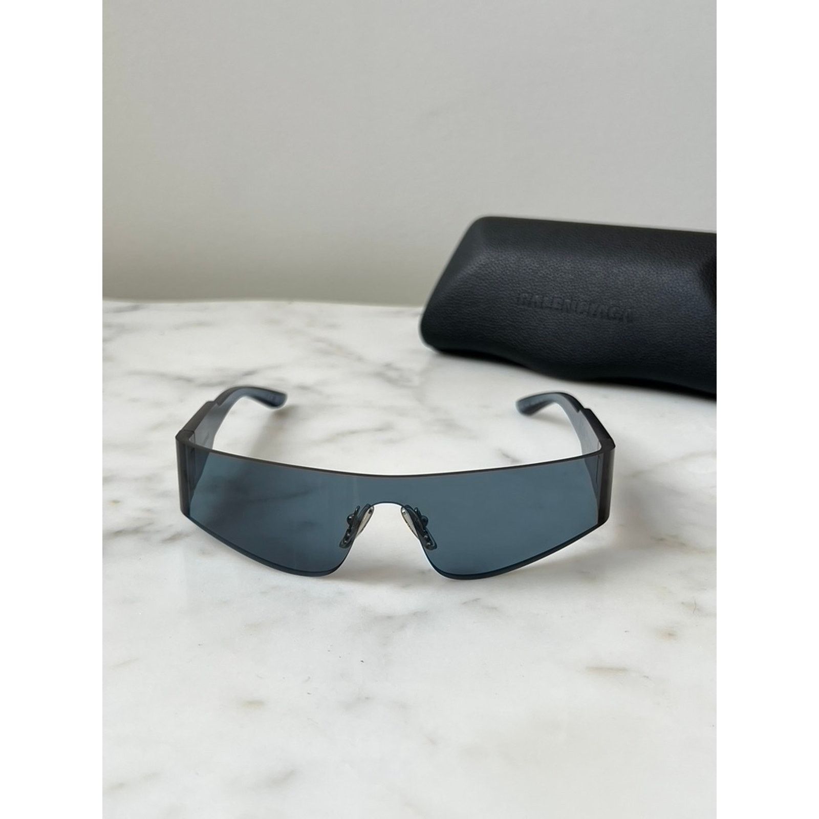Balenciaga NEW Balenciaga BB0041S Blue Mirror Shield Sunglasses $575 Size ONE SIZE - 2 Thumbnail