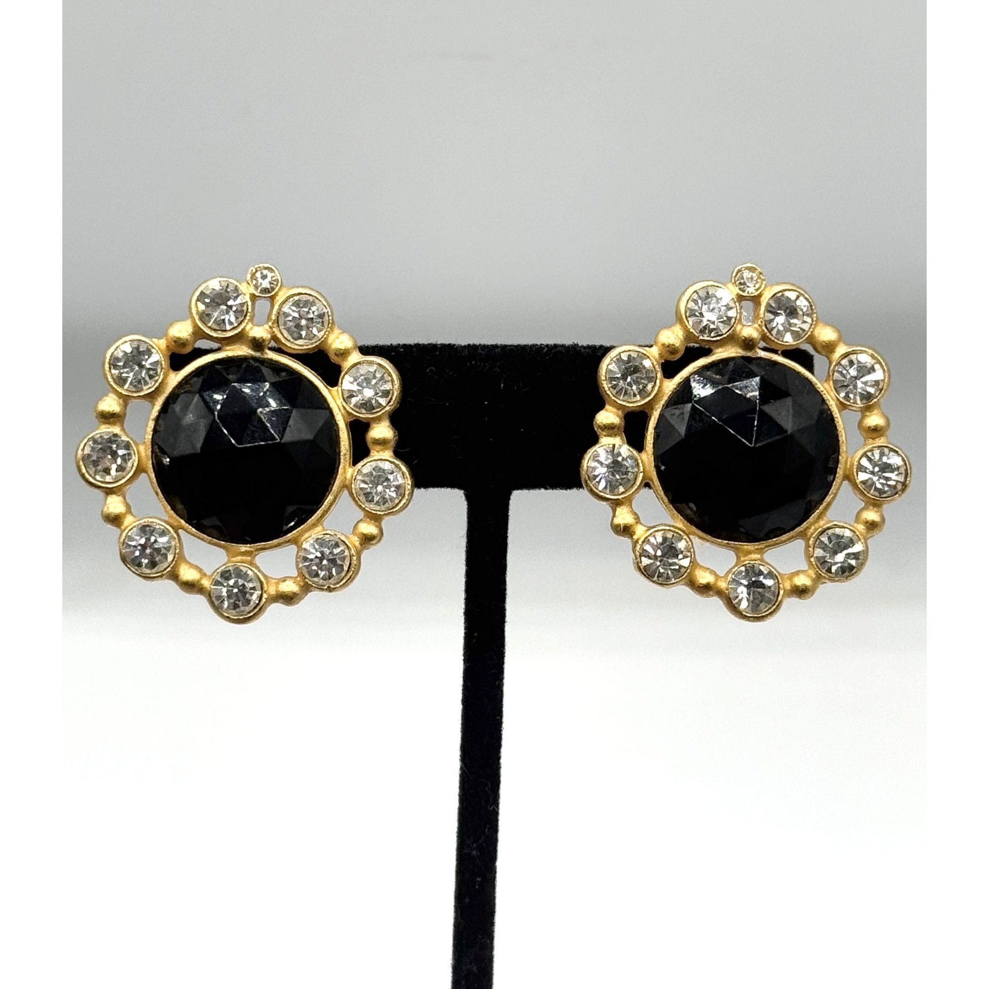 Vintage Vintage C Stein Black Rhinestone Earrings Size ONE SIZE - 2 Thumbnail