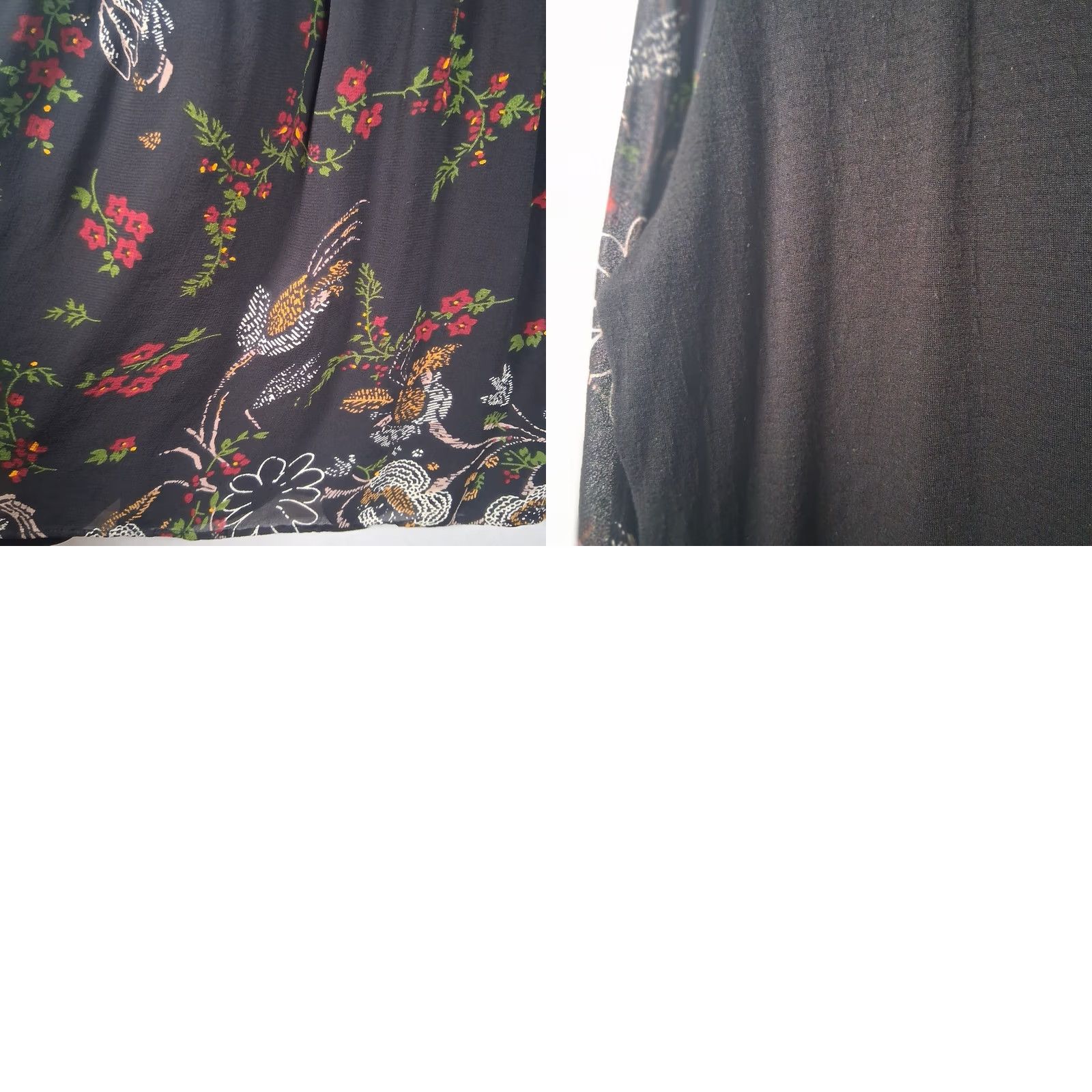 Vintage VINTAGE The Pyramid Collection Dress XL Black Knit Sheer Floral Long Slv Whimsigoth Witchy Size XL / US 12-14 / IT 48-50 - 9 Thumbnail