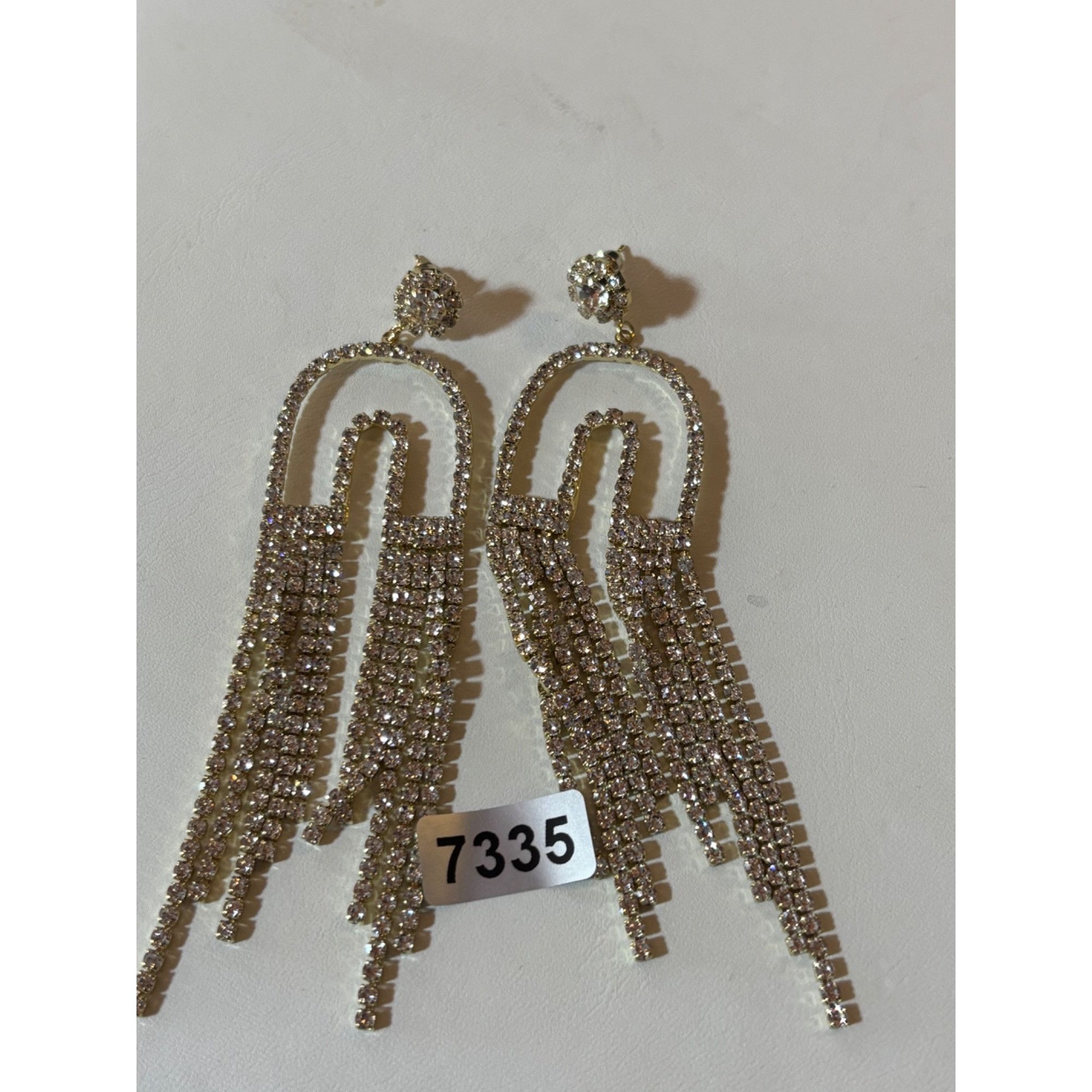Other Gold & Rhinestone Statement Dangle Earrings With Fringe Deta Size ONE SIZE - 3 Thumbnail