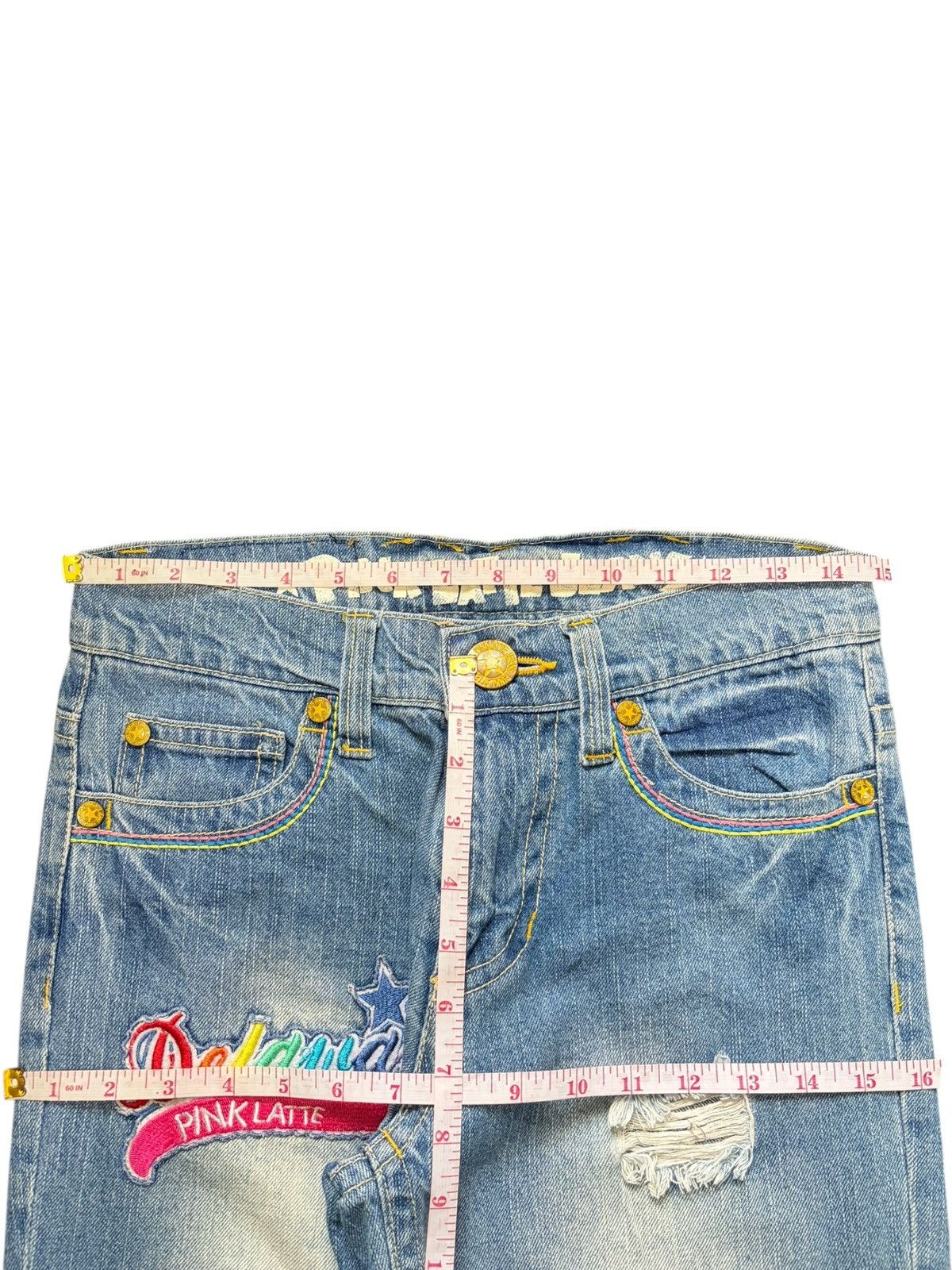 Dsquared2 Vintage Japanese Brand Embellished Distressed Jeans Size 29" - 6 Thumbnail