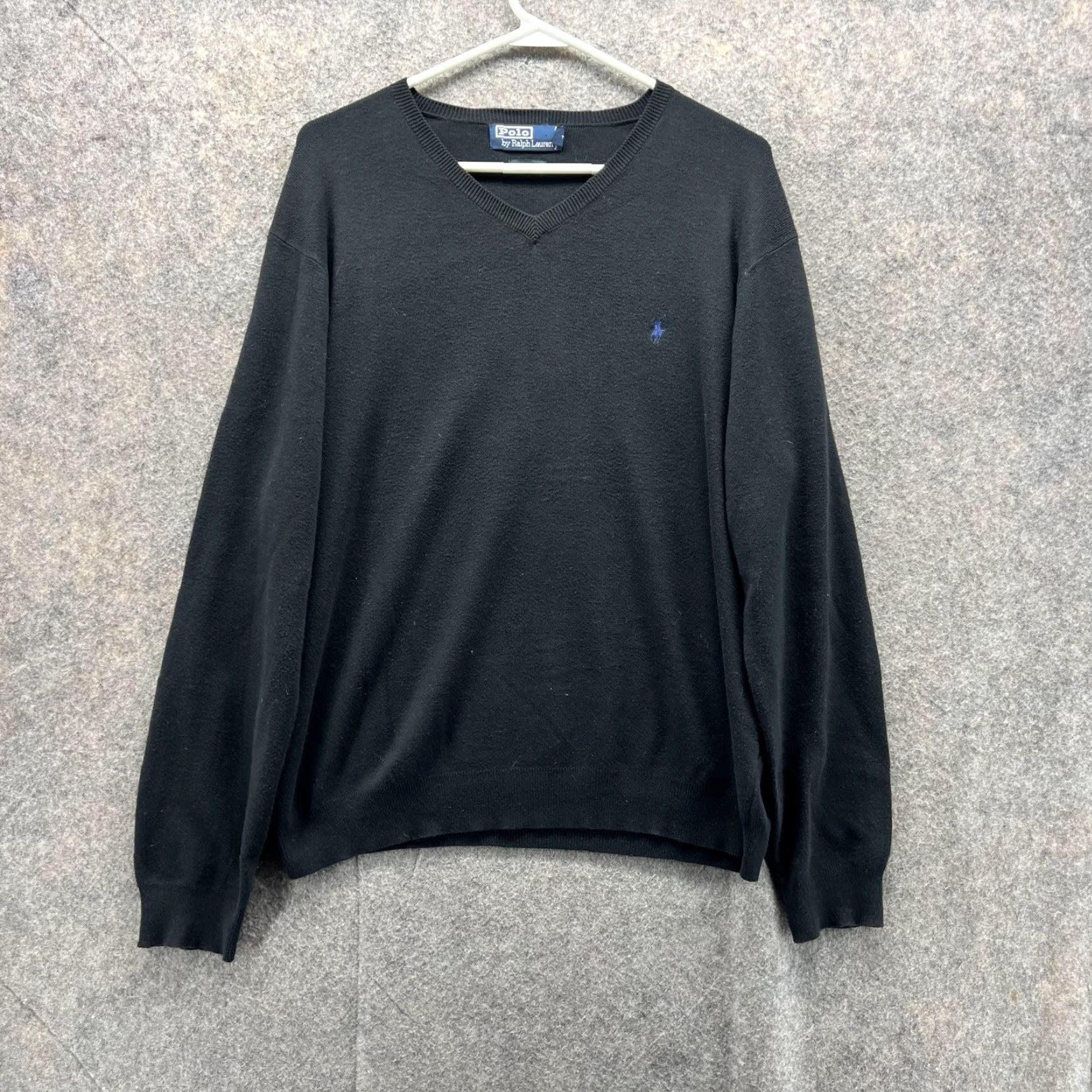 Polo Ralph Lauren Ralph Lauren Sweater Men Large Black V-Neck Pima Cotton Pony Pullover Knit Shirt/Sweater Size US L / EU 52-54 / 3 - 2 Thumbnail