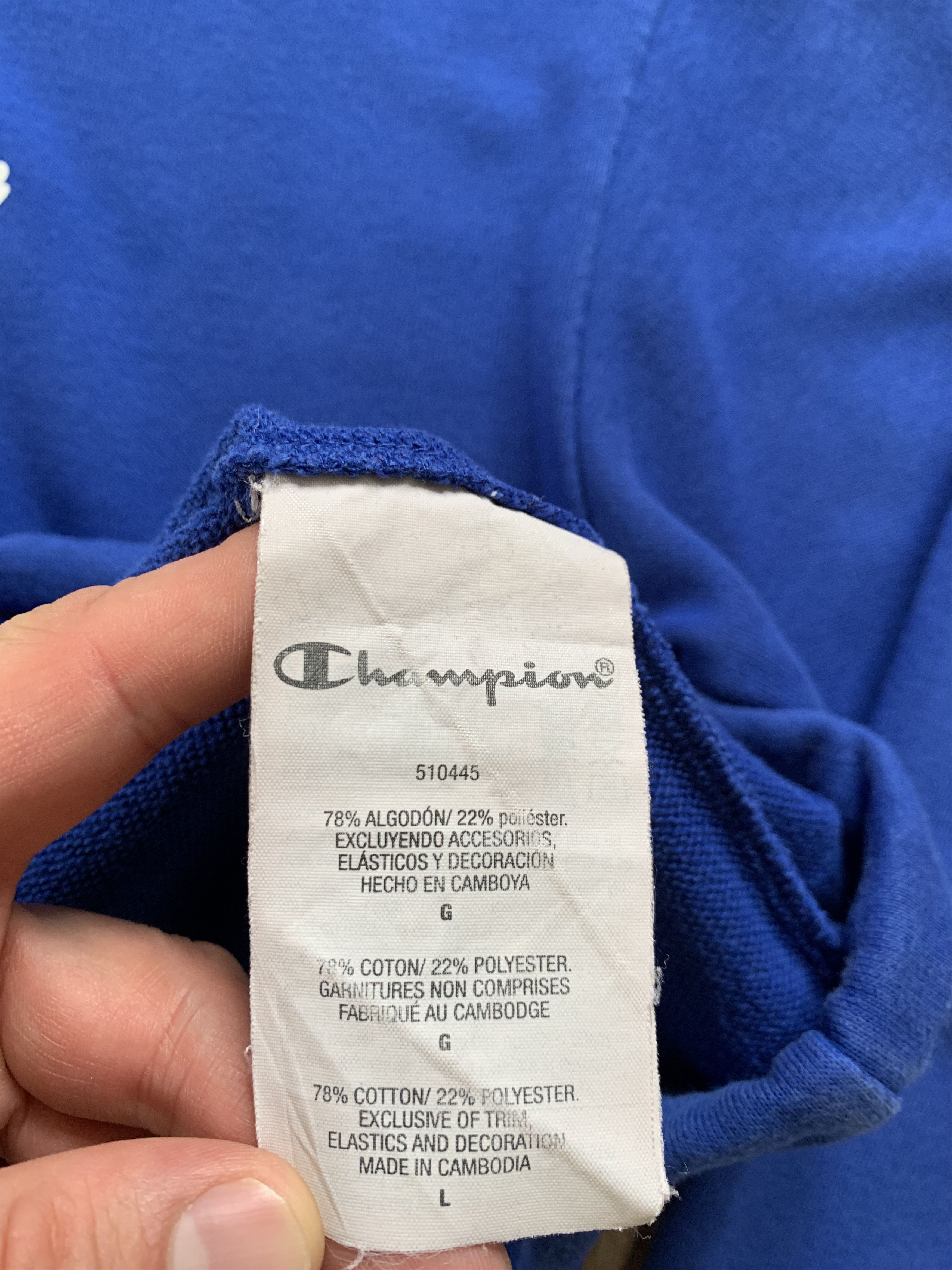 Champion × Vintage Champion Vintage Centr Logo Blue Hoodie Size US L / EU 52-54 / 3 - 7 Thumbnail
