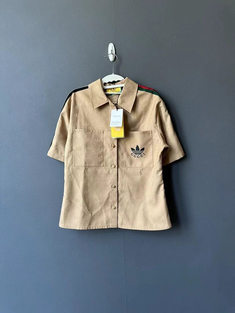 Gucci Gucci Khaki full-print short-sleeved shirt 2501-Nextarrow Size US XXS / EU 40 - 1 Thumbnail
