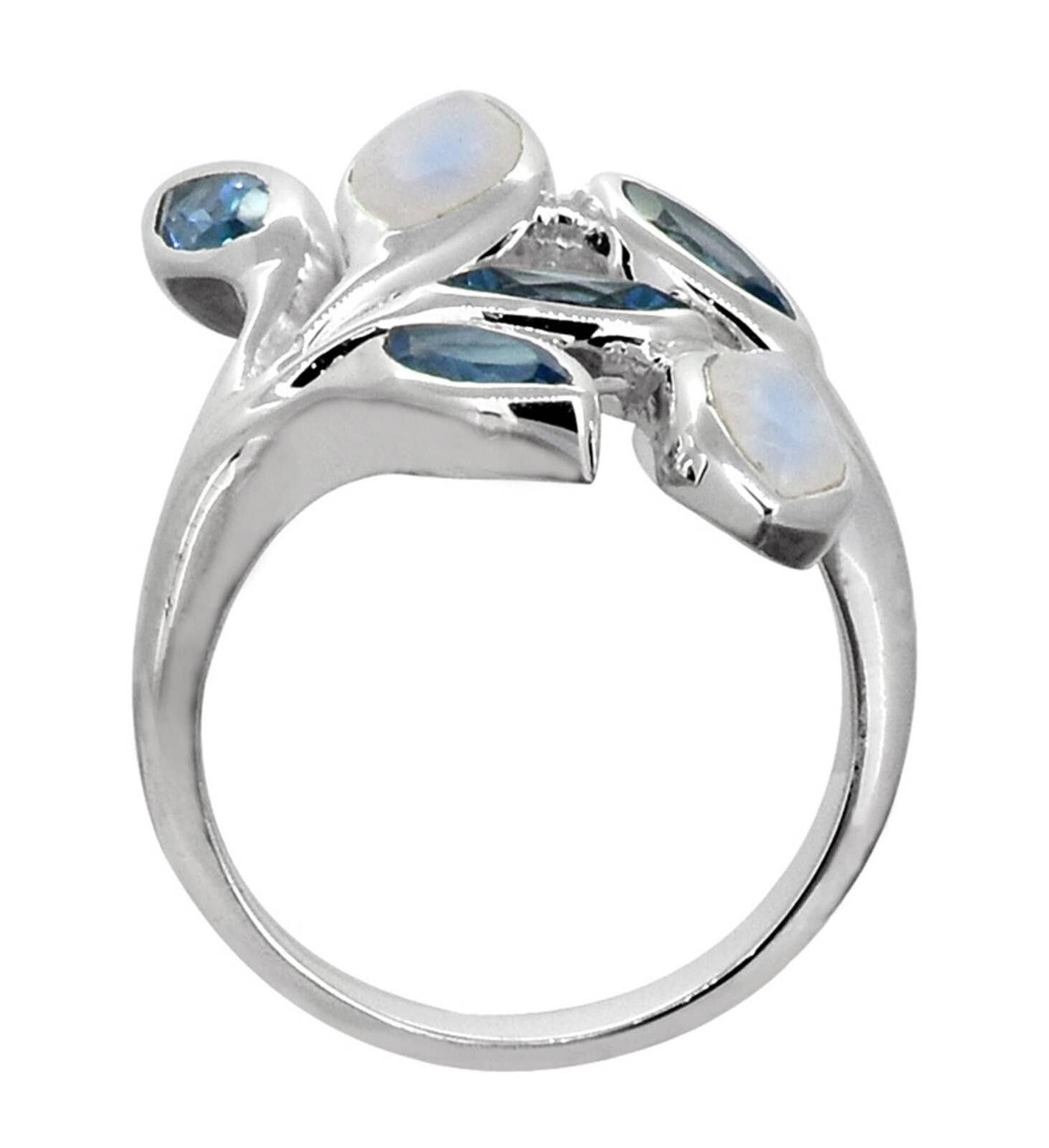 Other London Blue Topaz Moonstone 925 Sterling Silver Size 9 Ring Size ONE SIZE - 4 Thumbnail