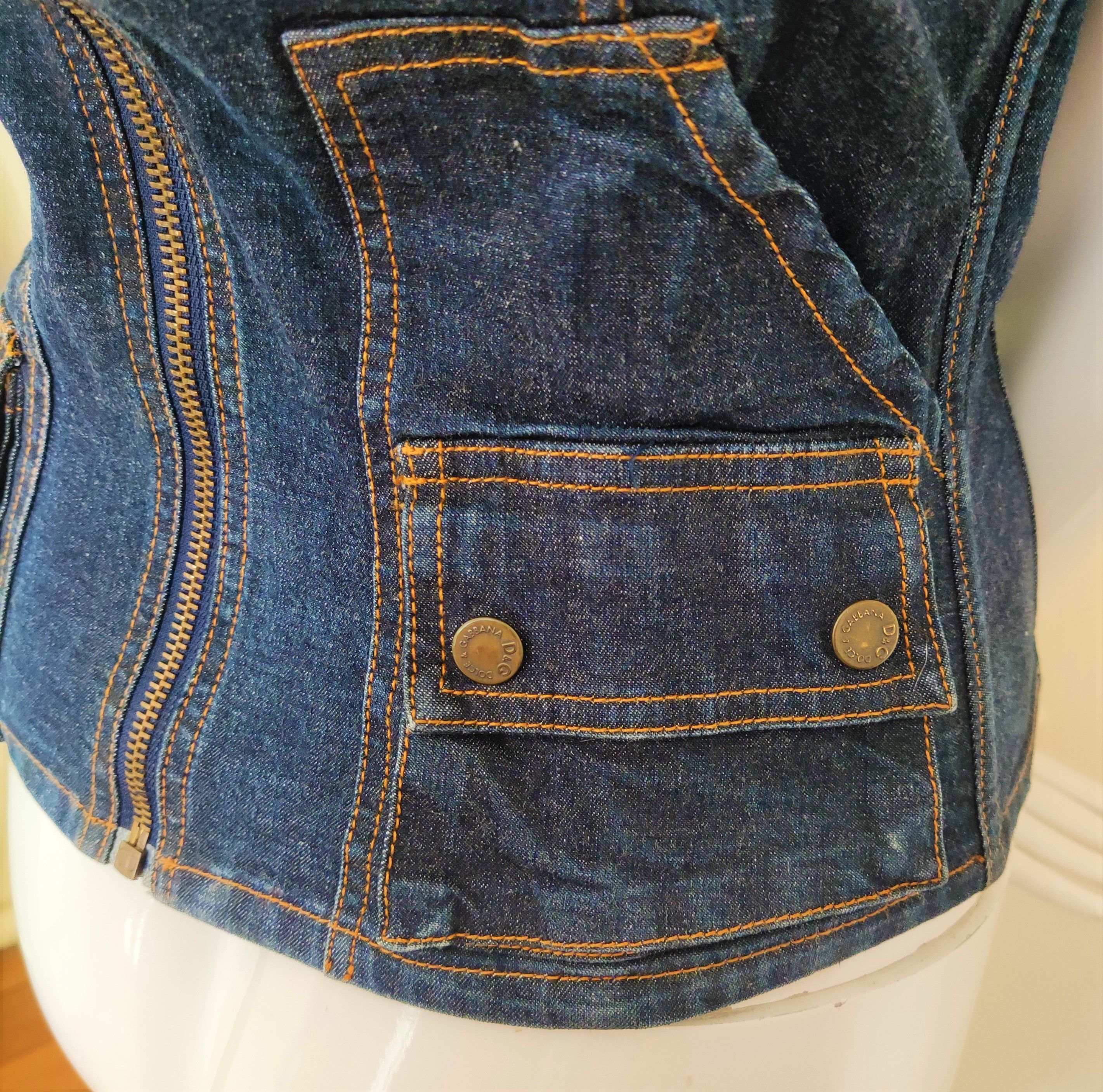 Dolce & Gabbana D&G Dolce and Gabbana Denim Bustier Cargo Top Corset Size S / US 4 / IT 40 - 6 Thumbnail