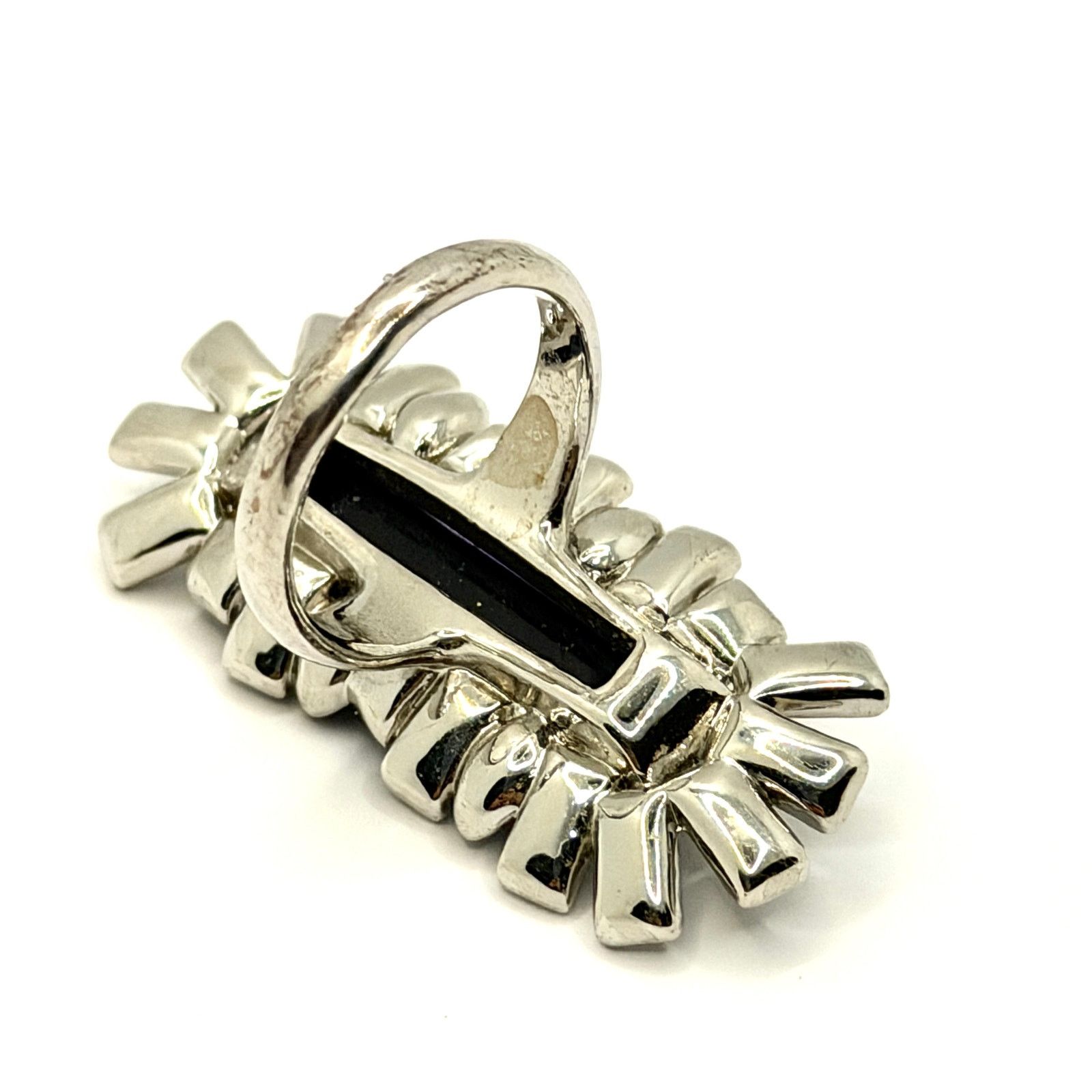 Alexis Bittar Miss Havisham Crystal Matrix Silver Tone Blue Baguette Ring Size ONE SIZE - 6 Thumbnail