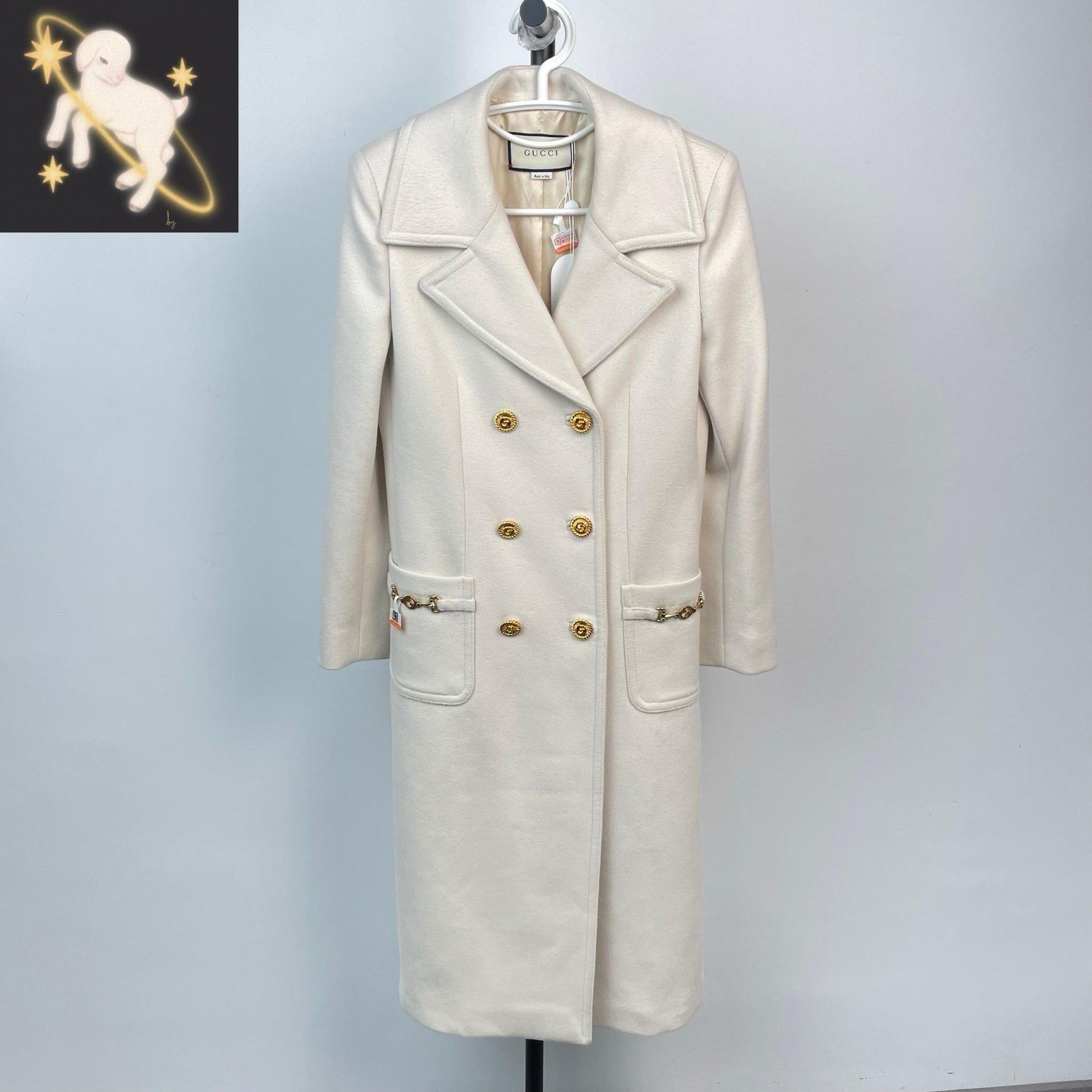 Gucci Gucci Cream Double-Breasted Wool Coat Size XS / US 0-2 / IT 36-38 - 1 Thumbnail