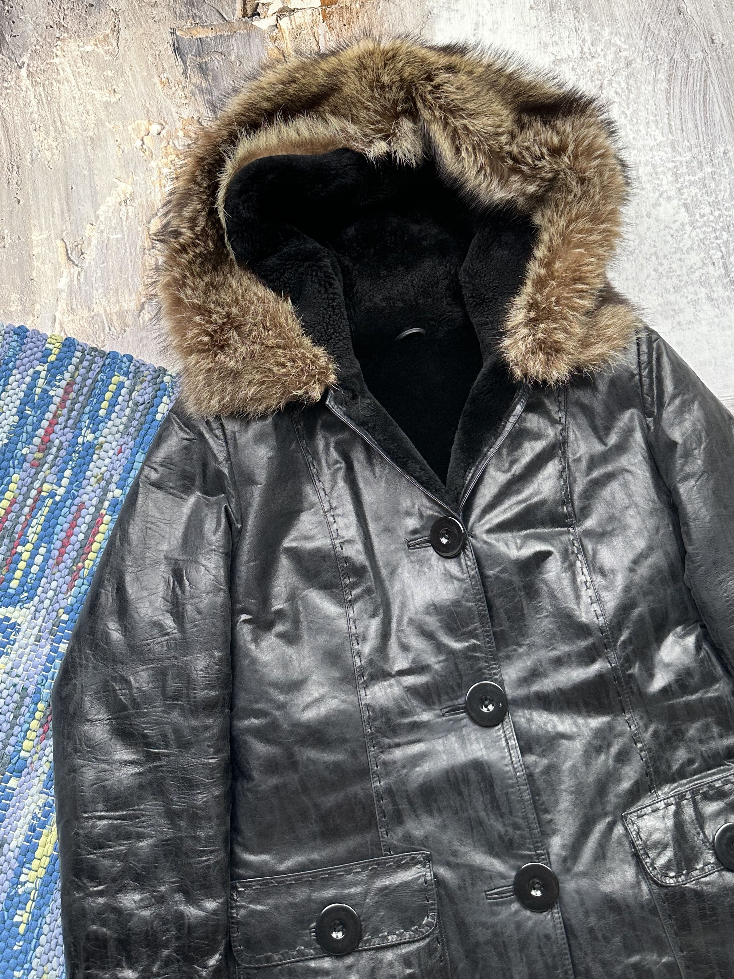 Vintage Vintage Leather Coat With Real Fur Details A96(481)D15 Size S / US 4 / IT 40 - 2 Thumbnail