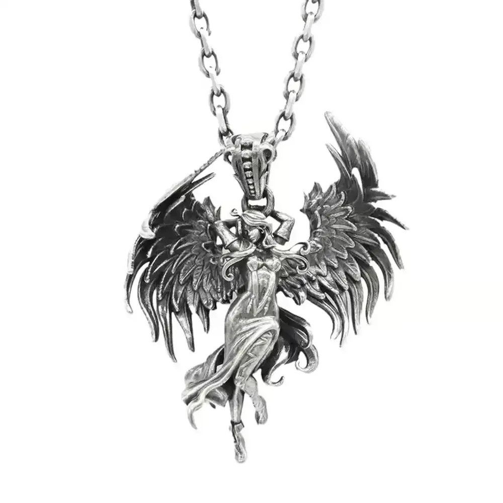 Jewelry Evil Angel Wings Goddess Pendant Necklace Size ONE SIZE - 1 Thumbnail