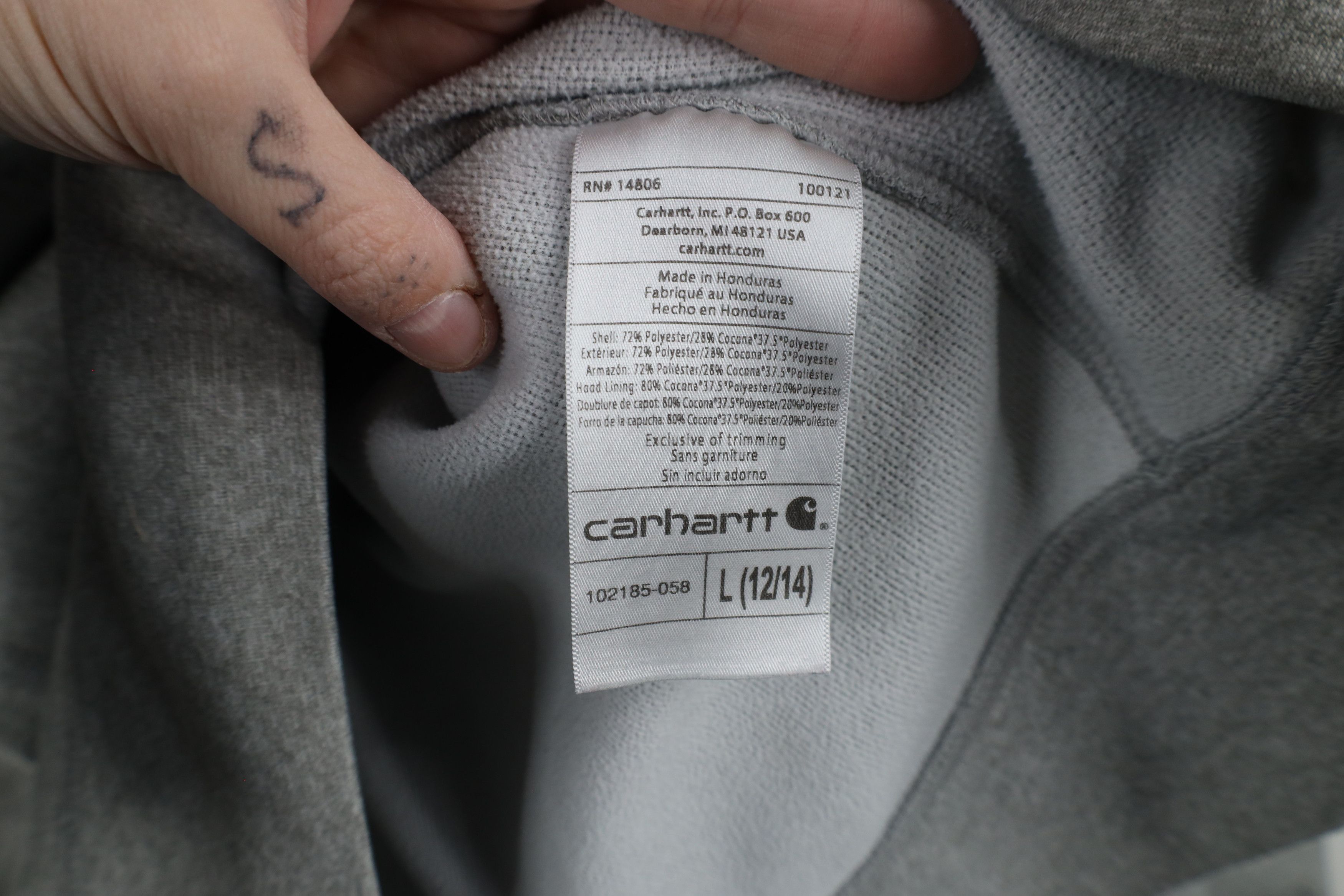 Carhartt × Vintage Vintage Y2K Carhartt Spell Out Hoodie Sweatshirt Gray Size L / US 10 / IT 46 - 9 Thumbnail