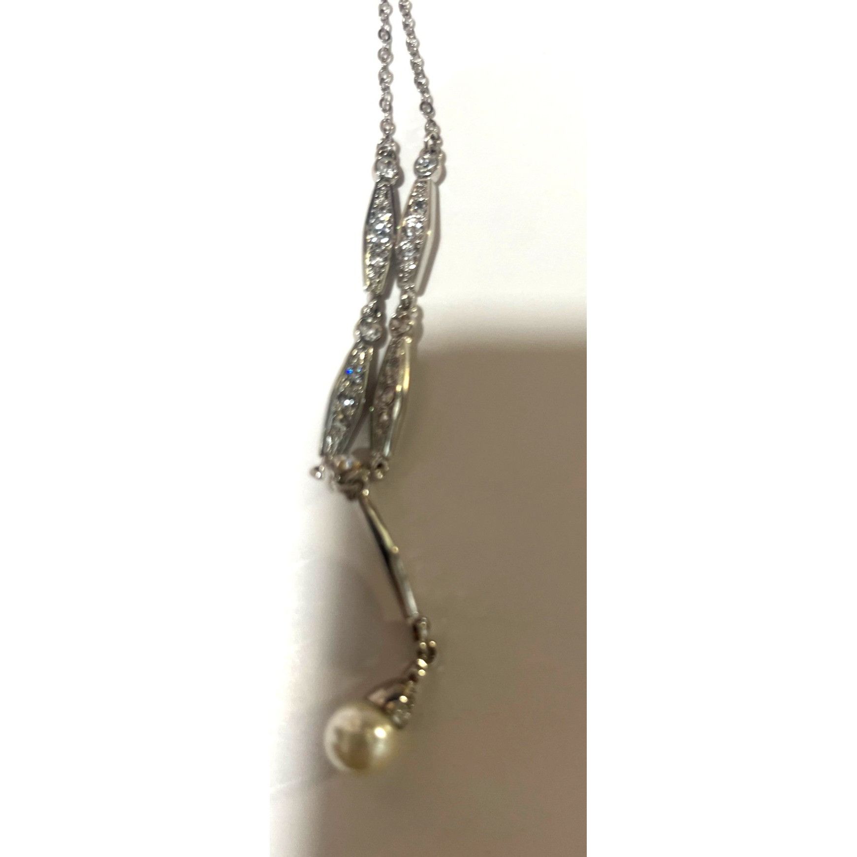 Other Vintage Style Silver-tone Necklace With Faux-Pearl Drop Pen Size ONE SIZE - 8 Thumbnail