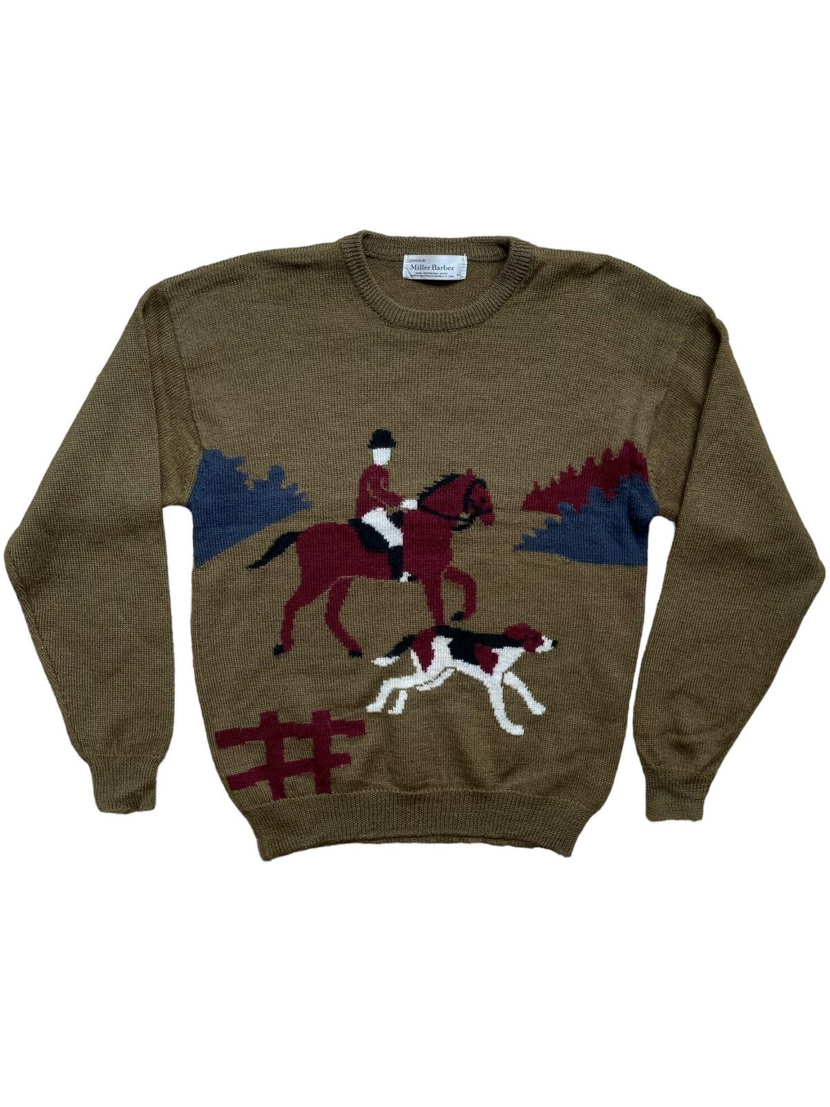 image of Aran Isles Knitwear x Coloured Cable Knit Sweater Needgone1990 Miller Barber Intersia Graphic Knit 