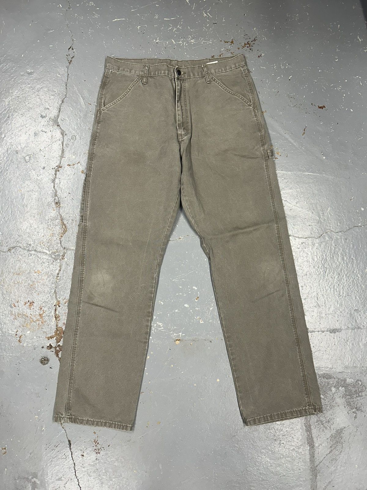 Carhartt × Rustler × Vintage Crazy Vintage Y2K Faded Baggy Green Workwear Pants Rustler Size US 34 / EU 50 - 1 Thumbnail