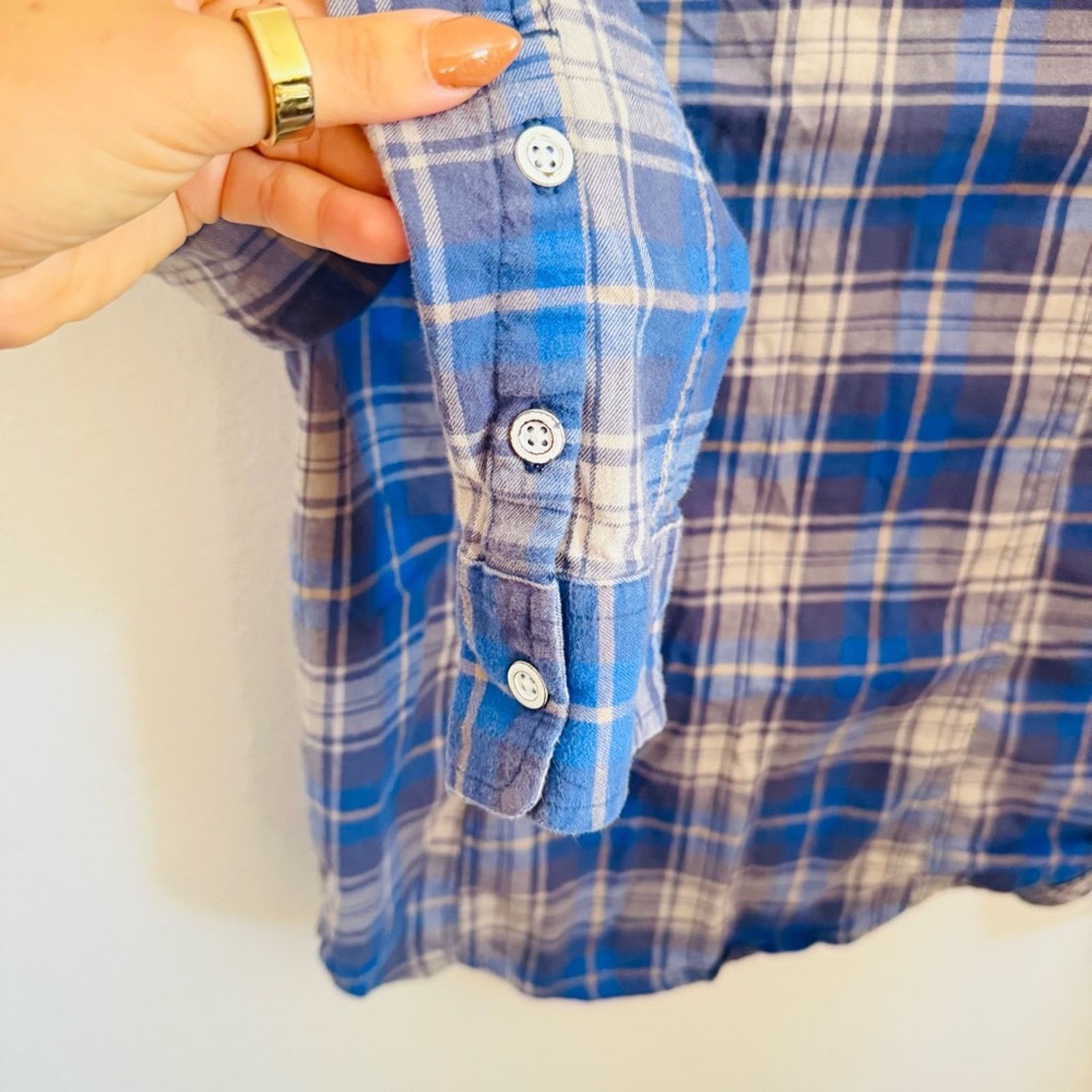 Quicksilver ROXY Blue White Grey Stripe Plaid Button Shirt Top Blouse S Size S / US 4 / IT 40 - 10 Thumbnail