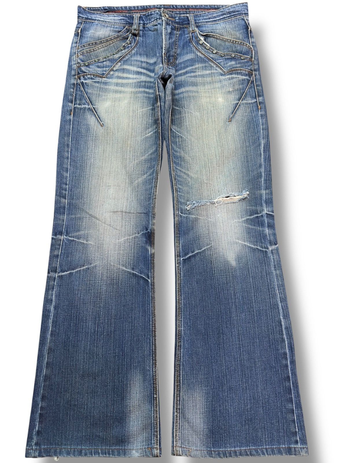 Nicole Club Vintage Nicole Club Flare Faded Whiskers Denim Size US 34 / EU 50 - 1 Thumbnail