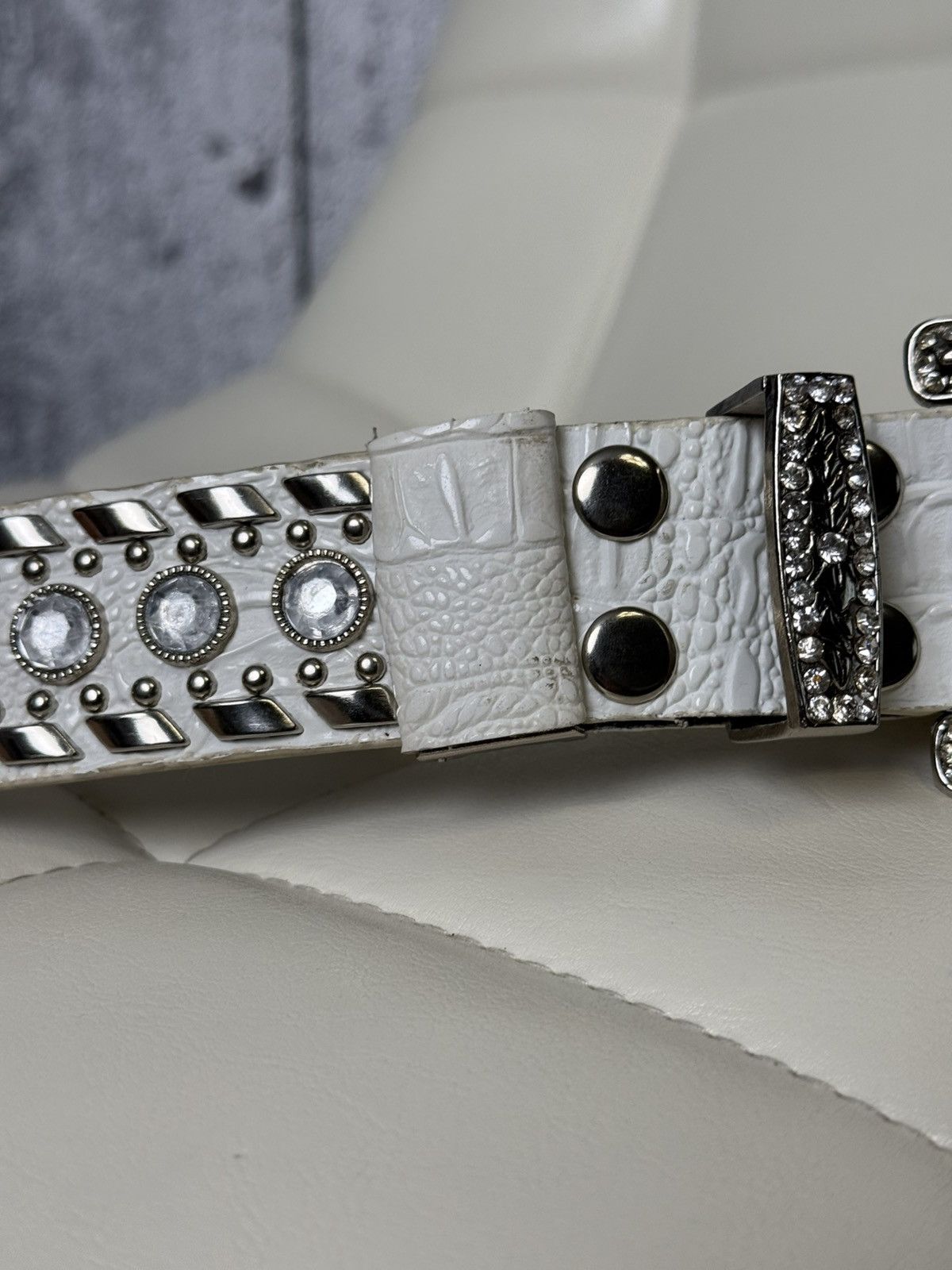 Rhinestone Studded Belt Silver Buckle Cowgirl BB Simon Style display picture 3